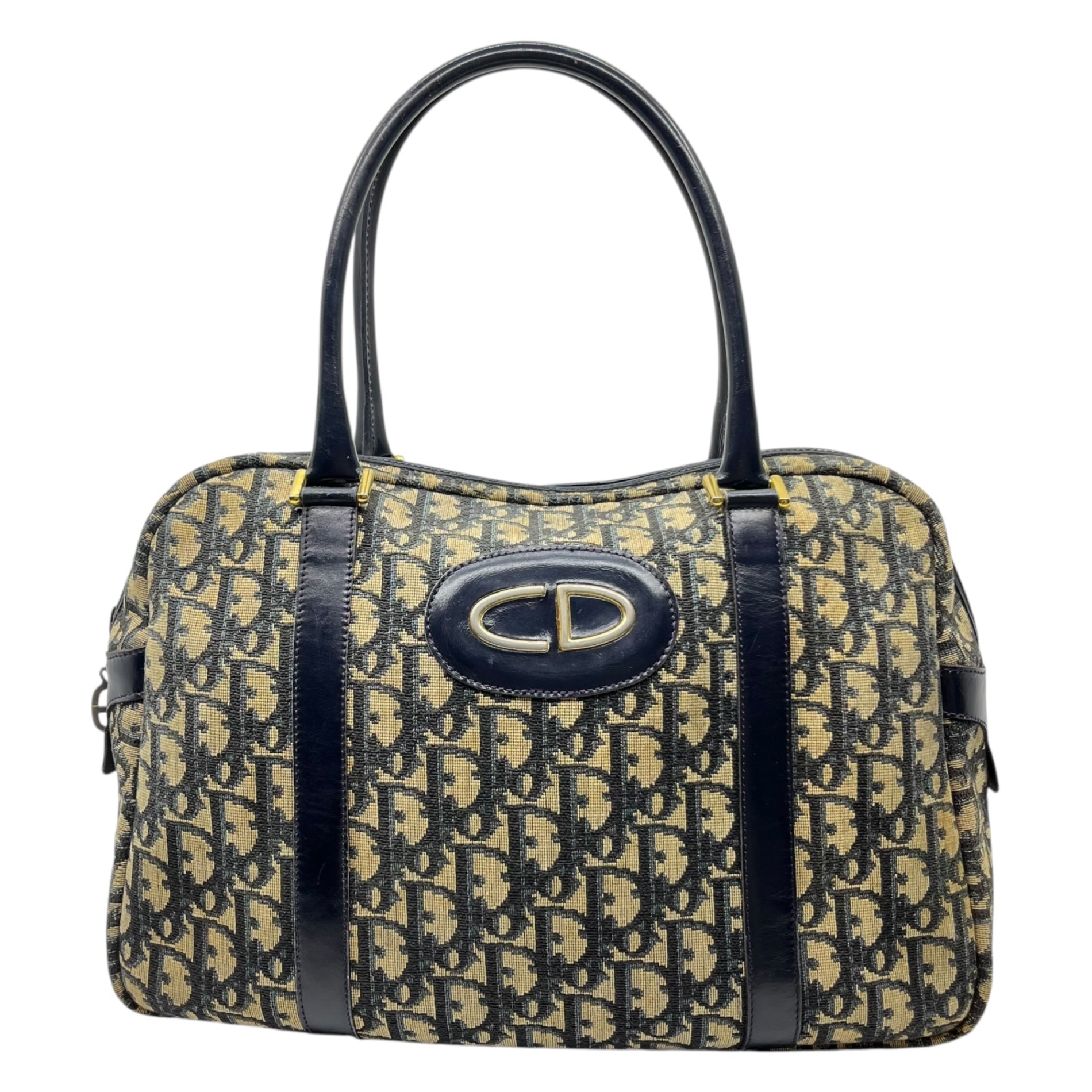 Christian Dior(クリスチャンディオール) CD logo trotter vintage handbag ロゴ トロッター ヴィンテージ ハンド バッグ ネイビー OLD