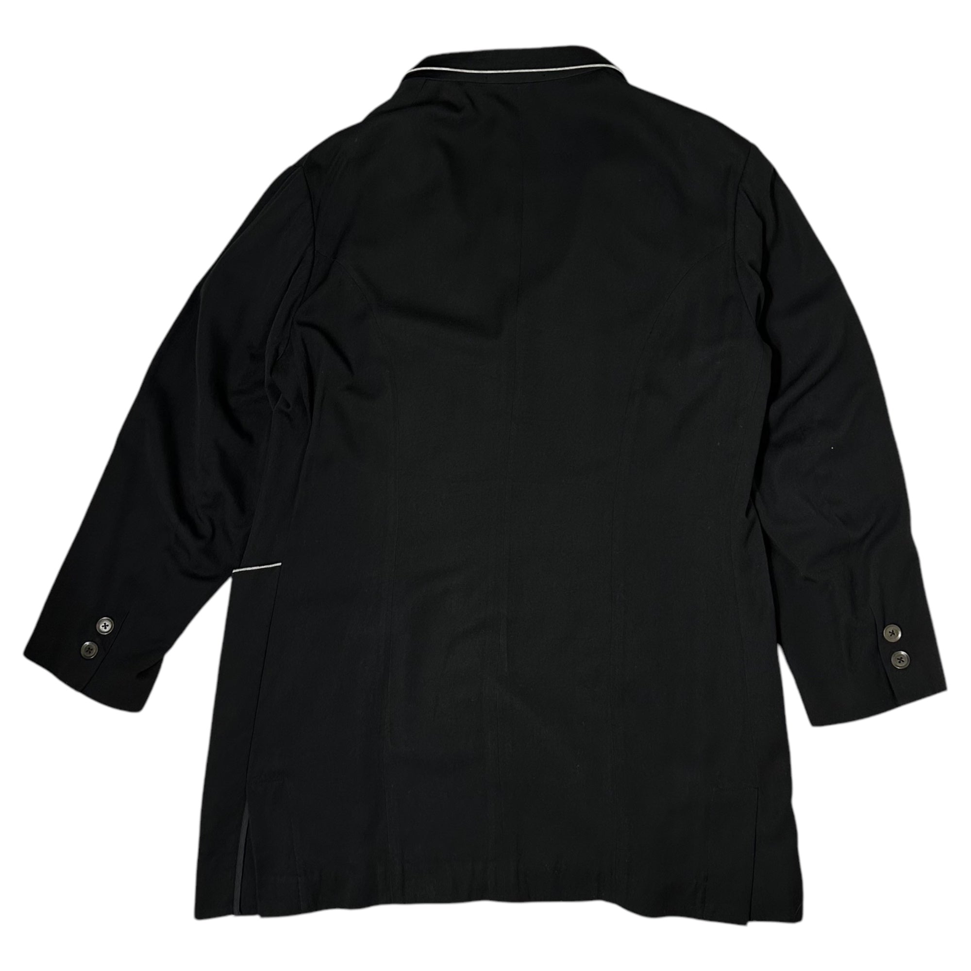 YOHJI YAMAMOTO POUR HOMME(ヨウジヤマモトプールオム) 06SS Baseball Period Piping Big Flap Pockets Design Long Tailored ベースボール期 パイピング ビッグ フラップ ポケット デザイン ロング テーラード ジャケットJacket HR-J36-232 2(M程度) ブラック 2006SSコレクション LOOK37 着用アイテム