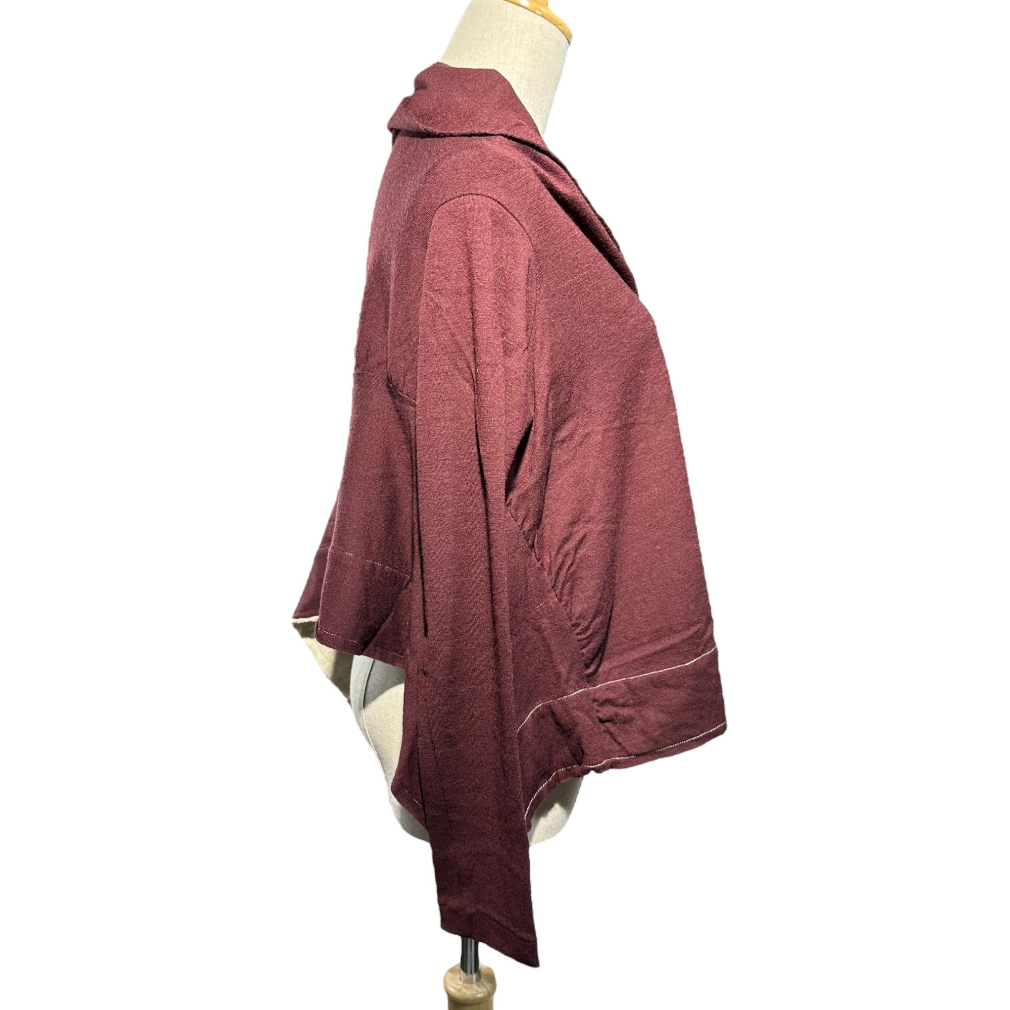 Y's(ワイズ) Wide silhouette wool deformed cut and sew ワイドシルエット ウール 変形 カットソー YJ-T32-873 3(L程度) ボルドー