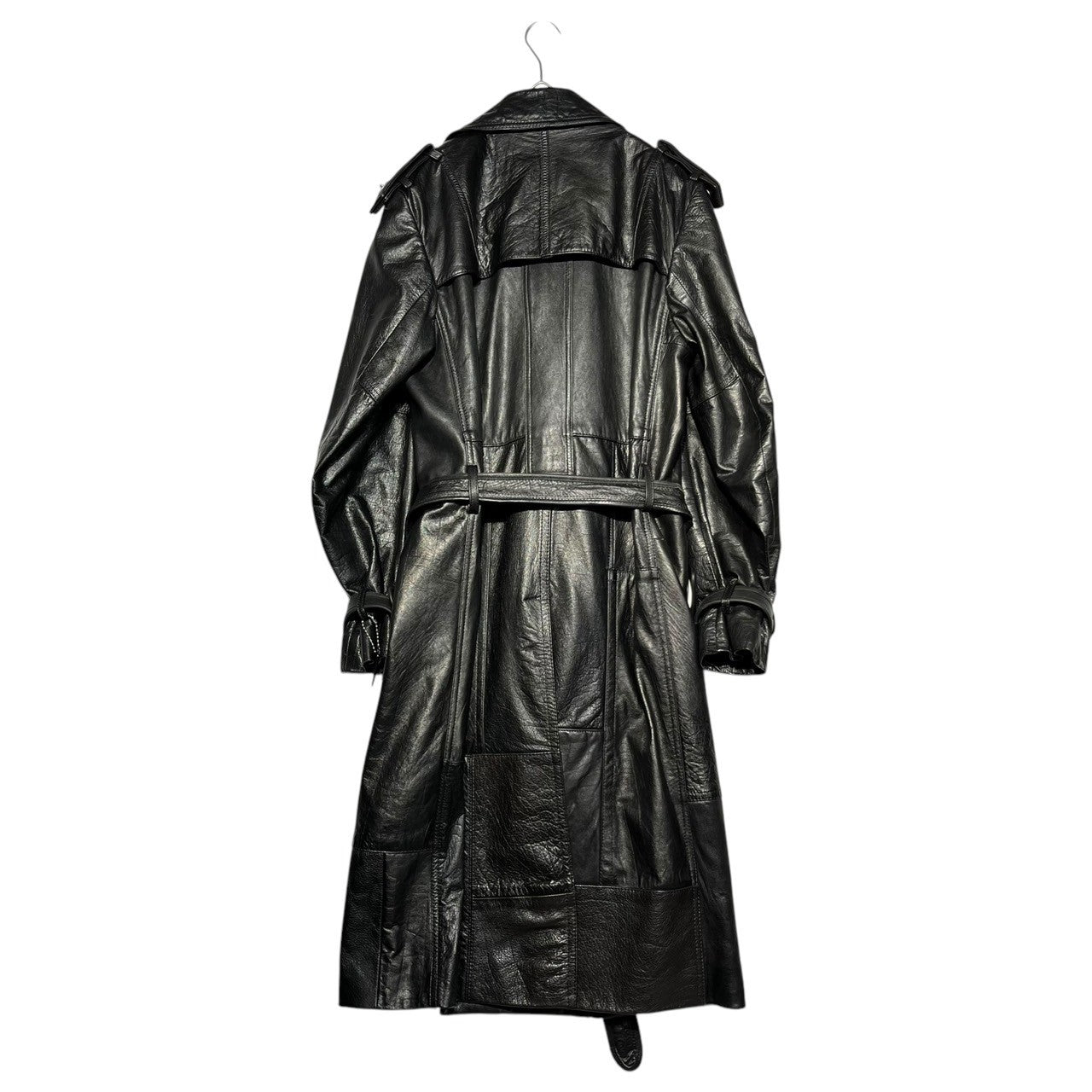 COACH(コーチ) 22AW OLD COACH BAG Reconstructed Leather Trench Coat オールド コーチ バッグ 再構築 レザー トレンチ コート 00000-000 M~L ブラック ヴィンテージレザー解体再構築品 一点物 ランウェイ着用 モデル リメイク