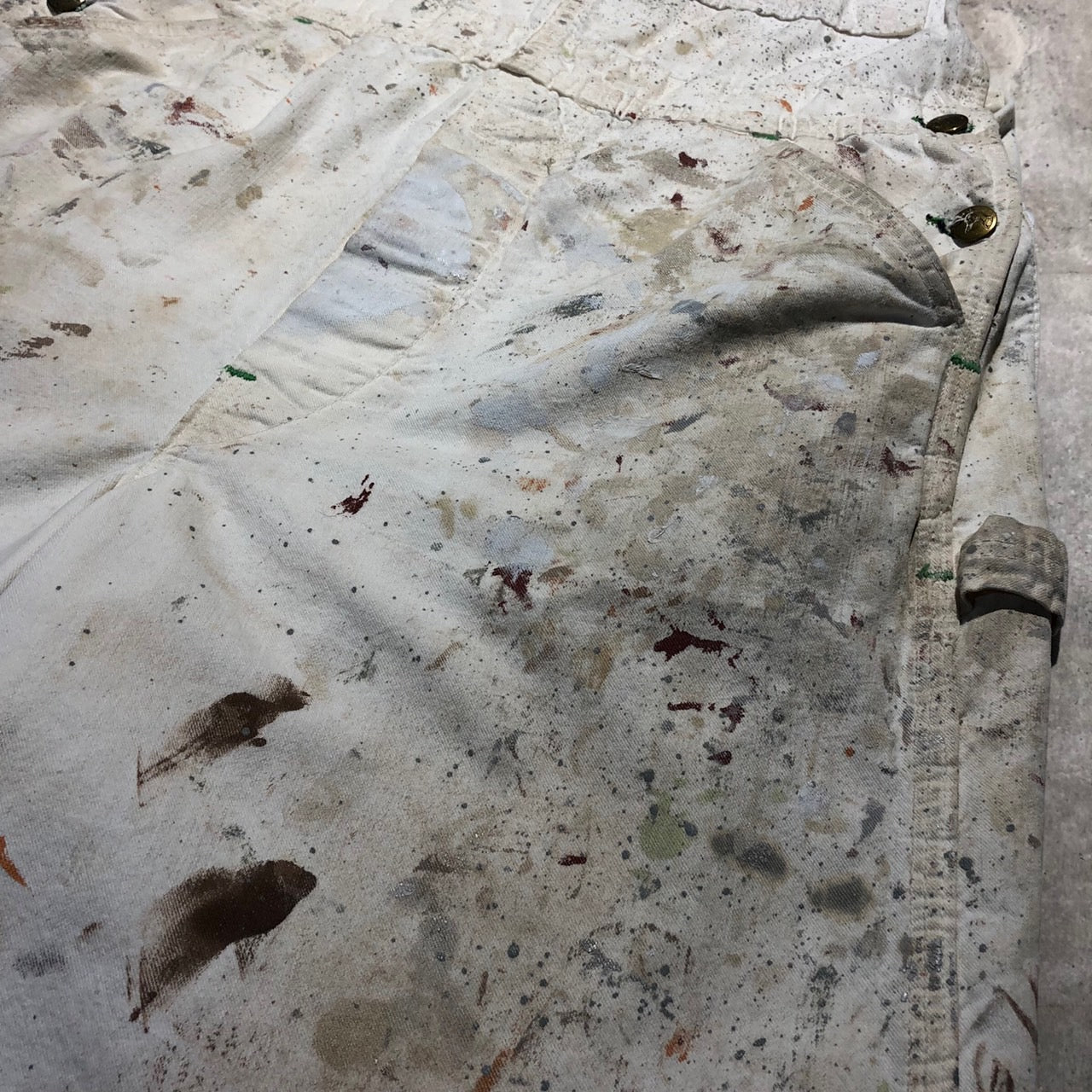 DUCK HEAD(ダックヘッド) 70'sヴィンテージペンキオーバーオール 表記なし(Mサイズ程度) ホワイト