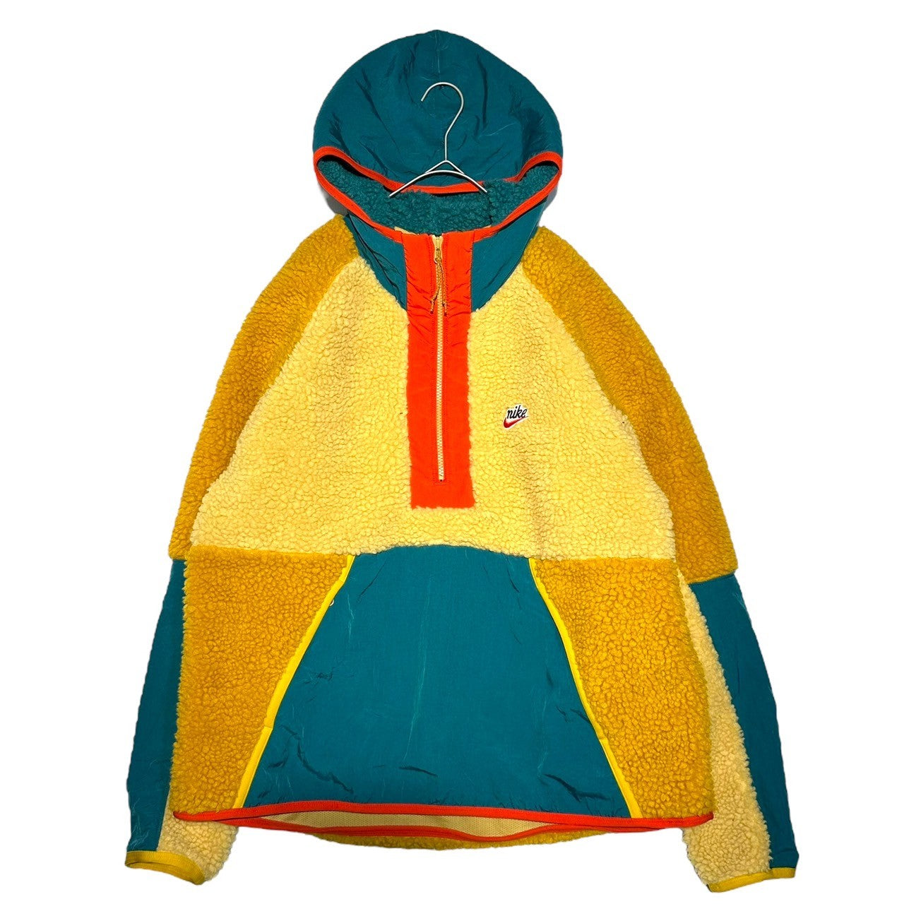 NIKE(ナイキ) NSW HE HOODIE HZ WINTER ハーフジップ ボア フリース プルオーバー パーカー ジャケット BV3767-723 XL イエロー×ターコイズブルー