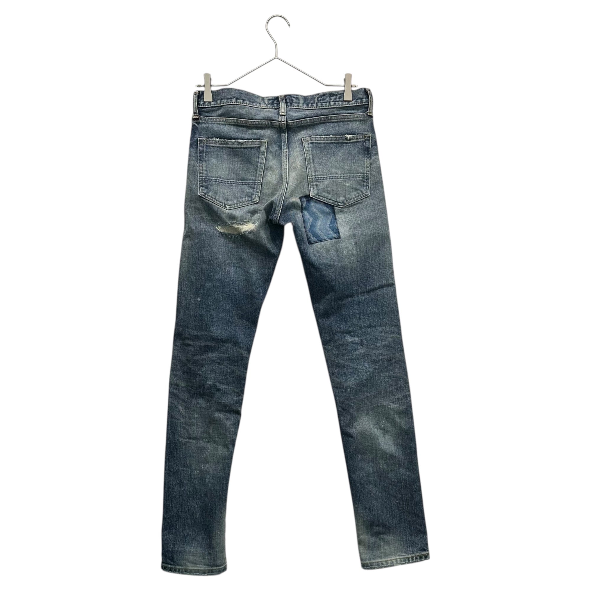 FDMTL(ファンダメンタル) Sashiko Patchwork Denim Skinny Pants 刺し子 パッチワーク デニム スキニー パンツ W28/L30 ライトインディゴ