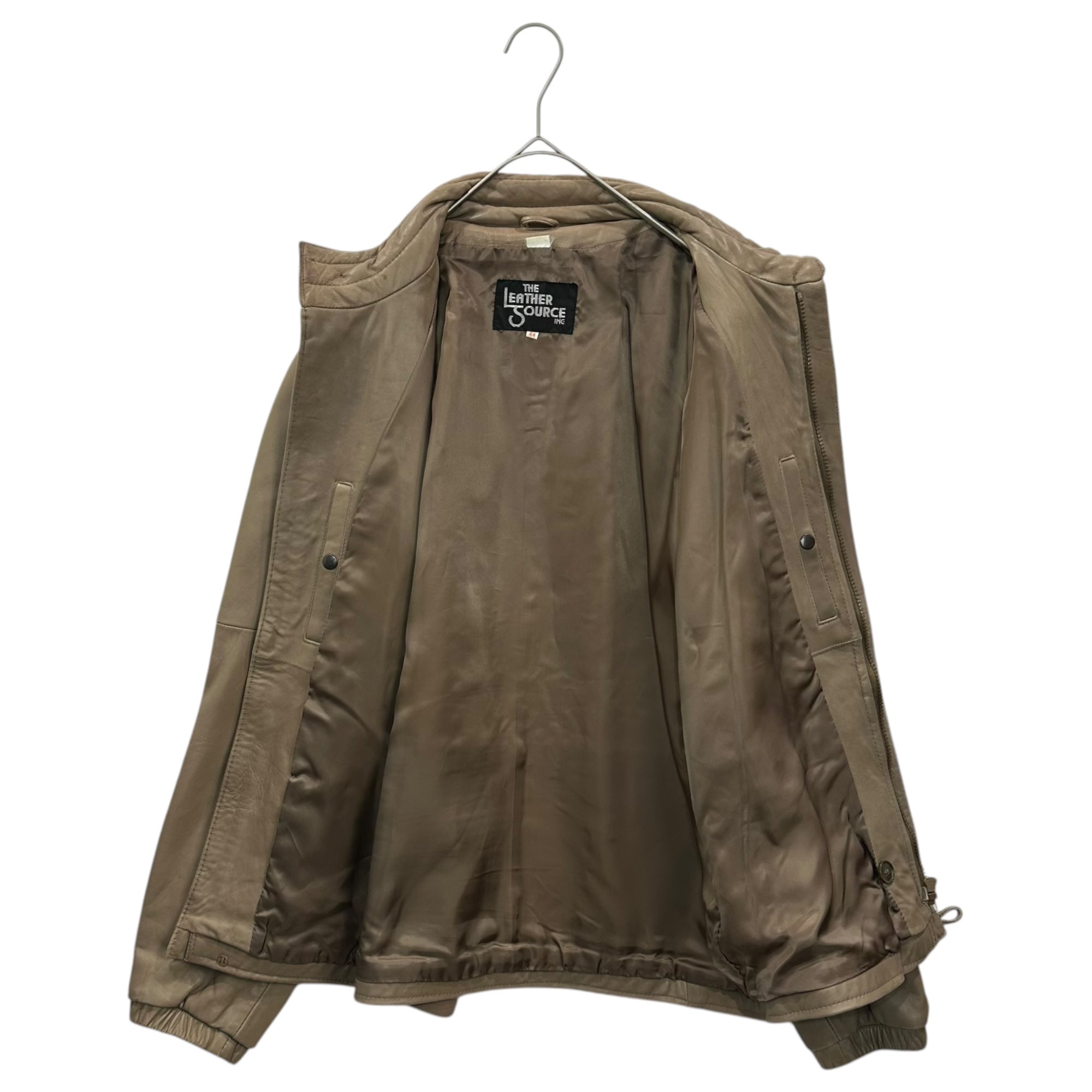 THE LEATHER SOURCE(ザレザーソース) 80's~90's Vintage Lambskin Leather Jacket ヴィンテージ ラム レザー ブルゾン 44(XL程度) ベージュ 80年代~90年代 ジャケット ビッグサイズ