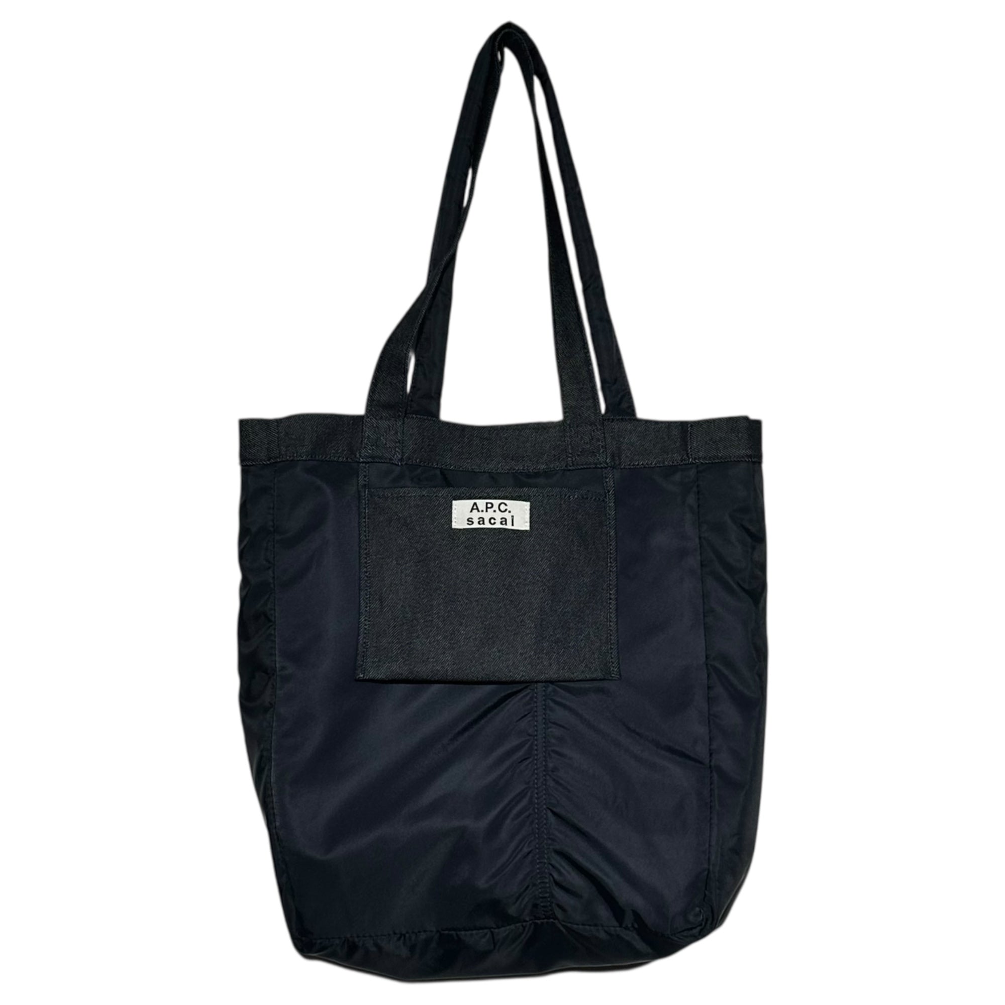 sacai × A.P.C.(サカイ × アーペーセー) Denim Logo Tote Bag デニム ロゴ トートバッグ インディゴ×ホワイト リバーシブル
