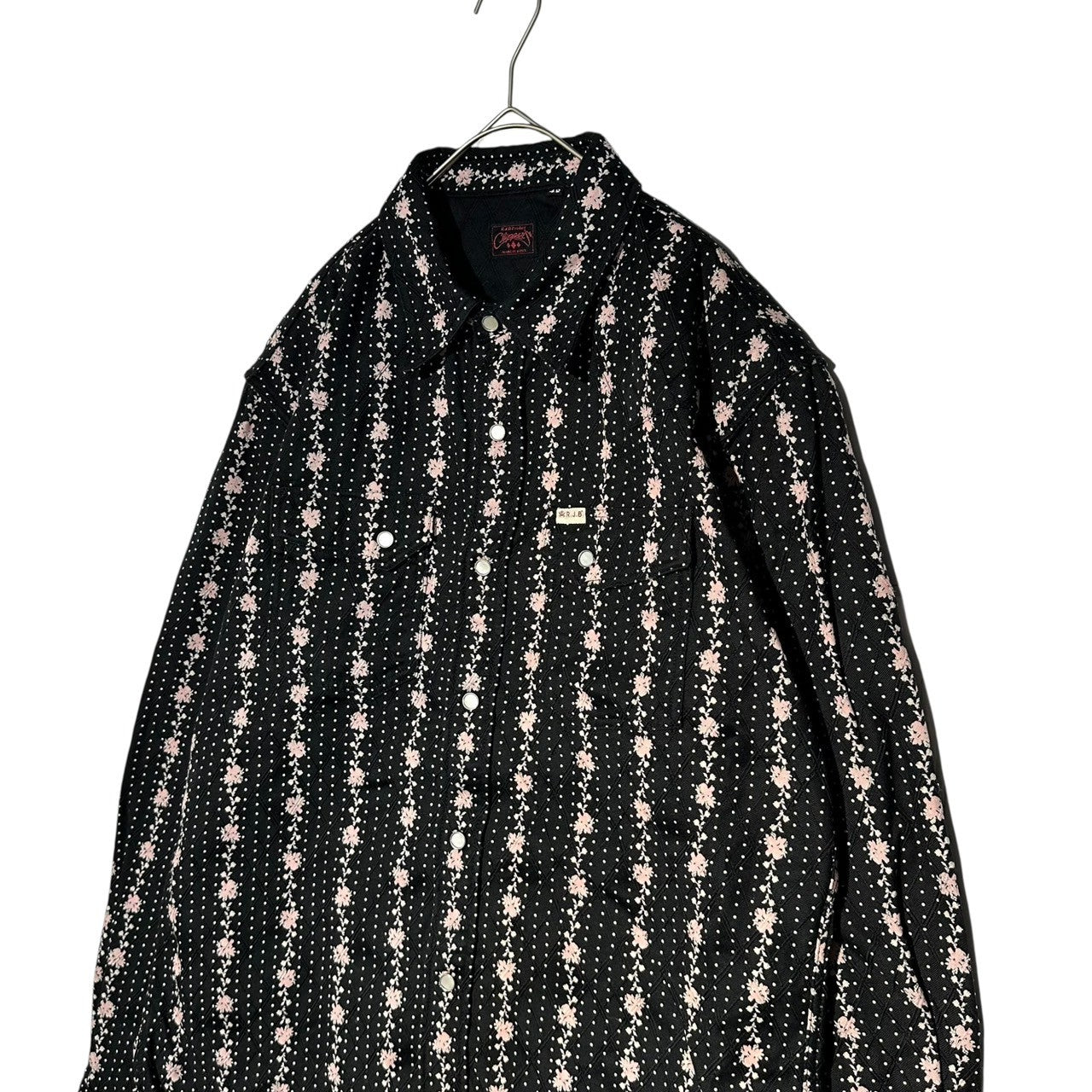 R.J.B(アールジェイビー) Diamond Stitch Flower Western Shirt ダイヤ ステッチ フラワー ウエスタン シャツ 42 ブラック FLATHEAD フラットヘッド ドット