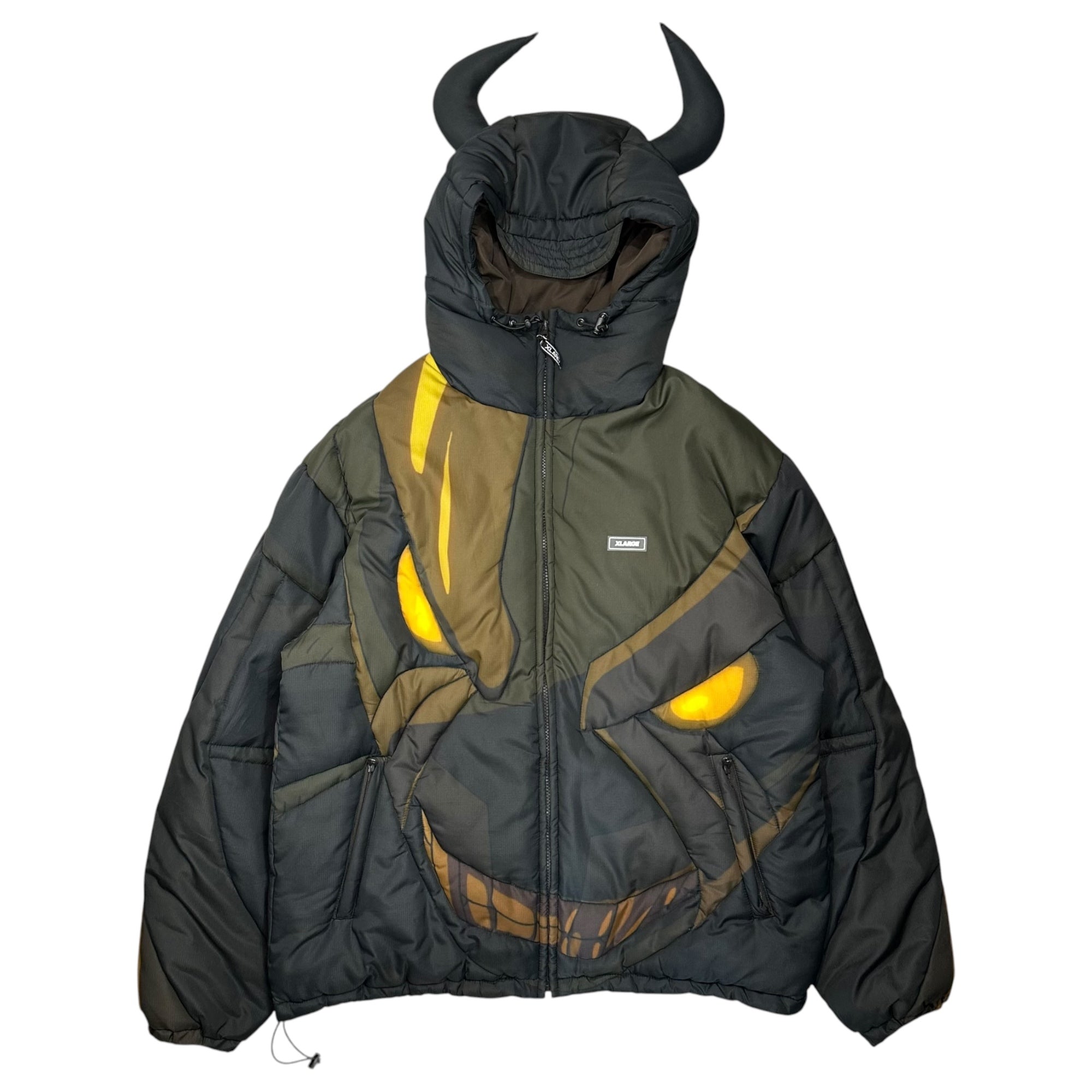 X-LARGE(エクストララージ) 24AW PLUTO PUFFER JACKET フーデッド パフテック ジャケット 101244021016 L カーキ×ブラック 中綿