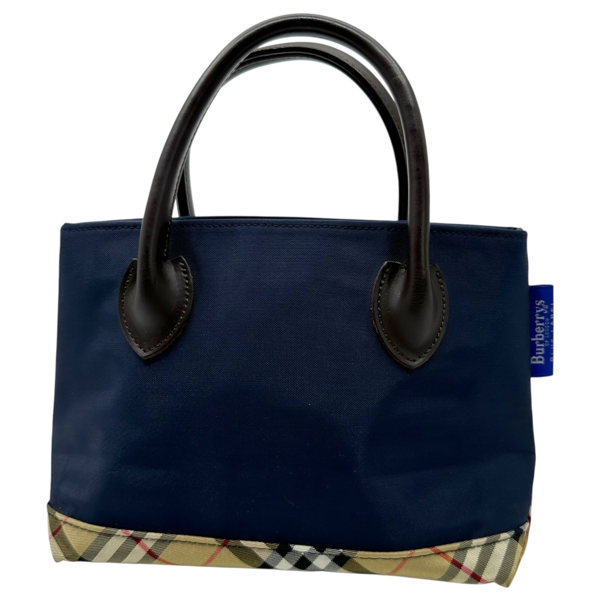 Burberry’s(バーバリーズ) Mini boat-shaped tote bag ミニ 舟形 トート バッグ ハンドバッグ ネイビー×ベージュ