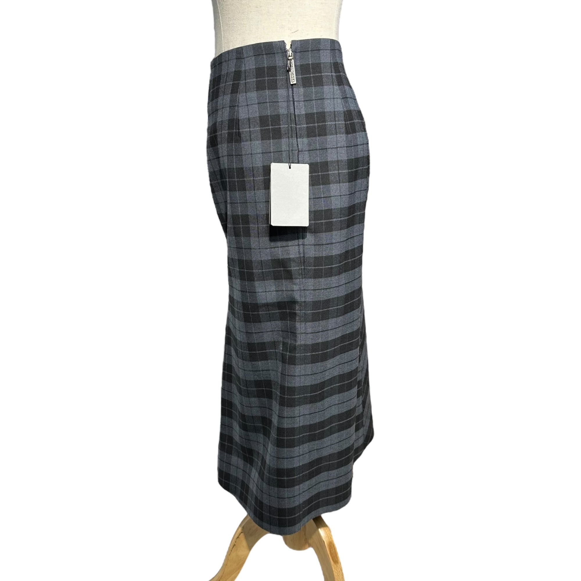 BALENCIAGA(バレンシアガ) 19SS plaid draping skirt チェック柄 立体裁断 スカート 34(XS) グレー×ブラック