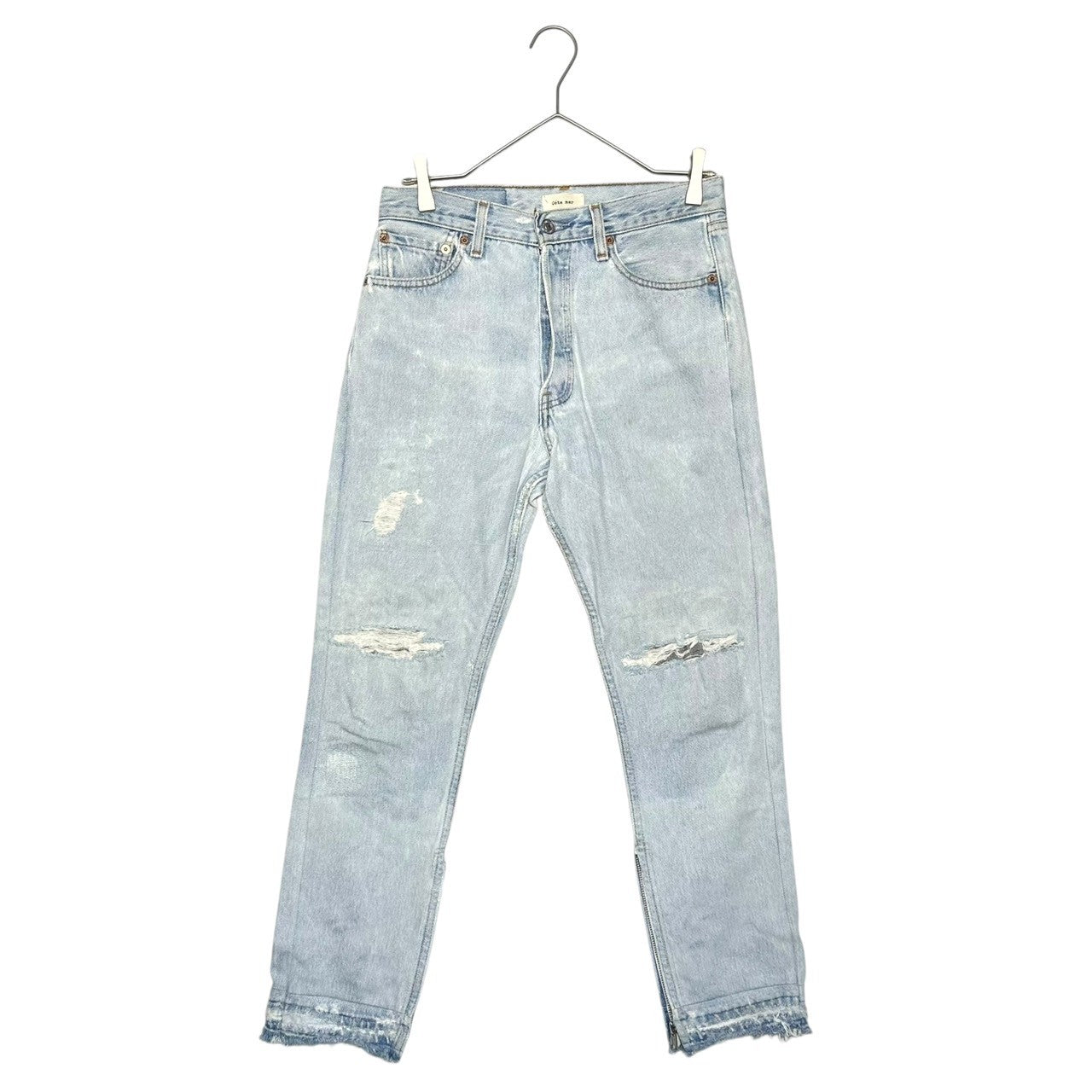 COTE MER(コートメール) Zip hem Remake Damaged denim pants 裾ジップ リメイク ダメージ 加工 デニム パンツ 表記無(実寸W29) ライトインディゴ