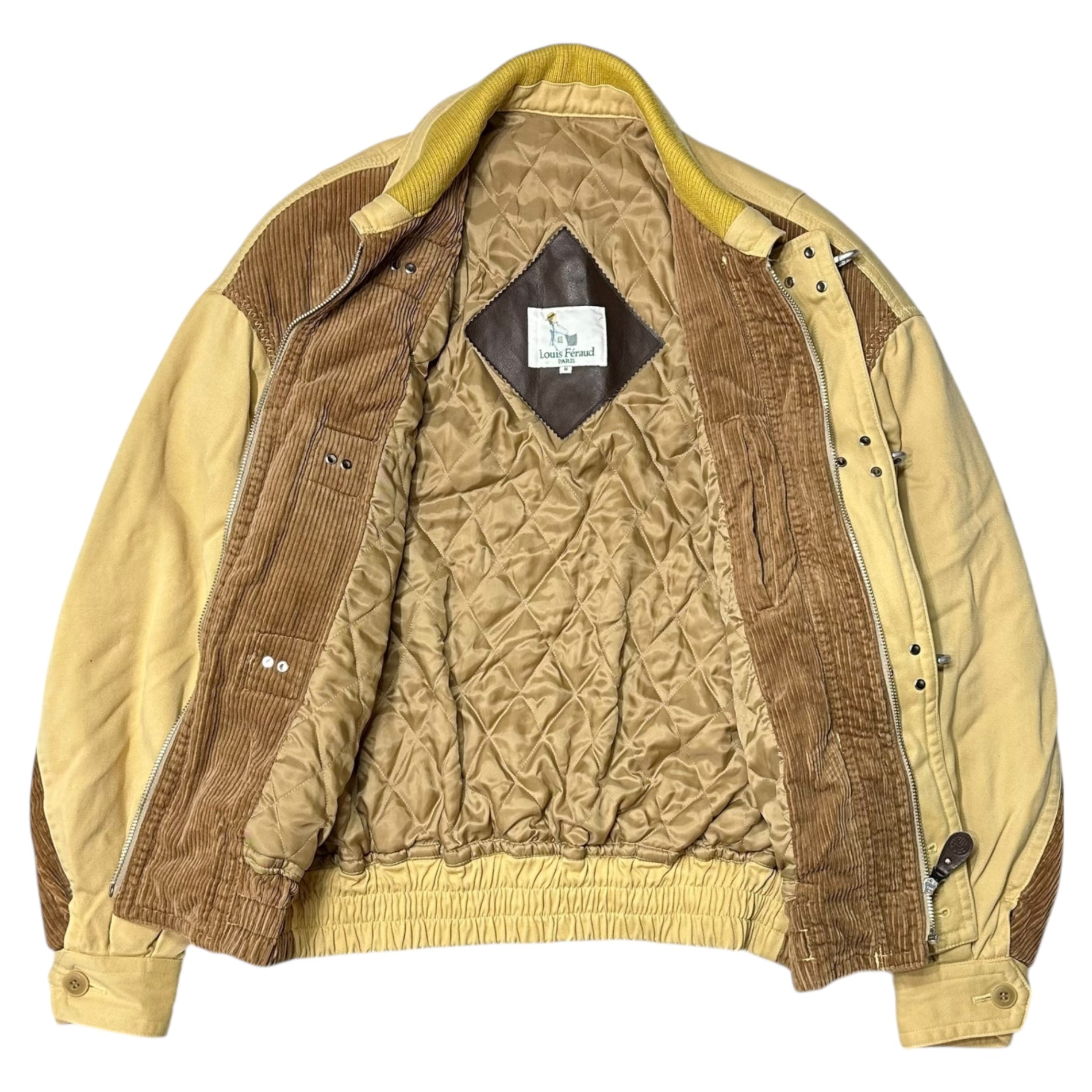 LOUIS FERAUD(ルイフェロー) 90's Archive corduroy Fireman Jacket アーカイブ コーデュロイ 切替 ファイヤーマン ジャケット 表記無(L程度) アイボリー 推定90年代
