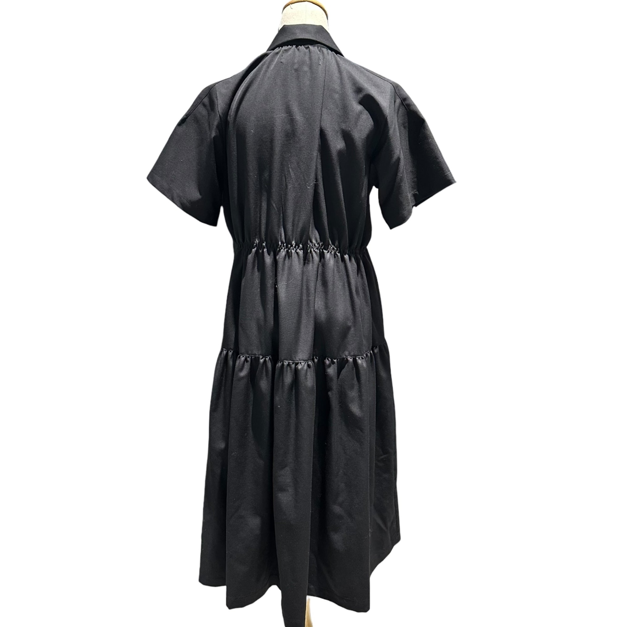 tricot COMME des GARCONS(トリココムデギャルソン) 20SS Front-Open Round-Neck S/S Gathered Dress フロント オープン 丸襟 半袖 ギャザー ワンピース TE-O002 S ブラック AD2019