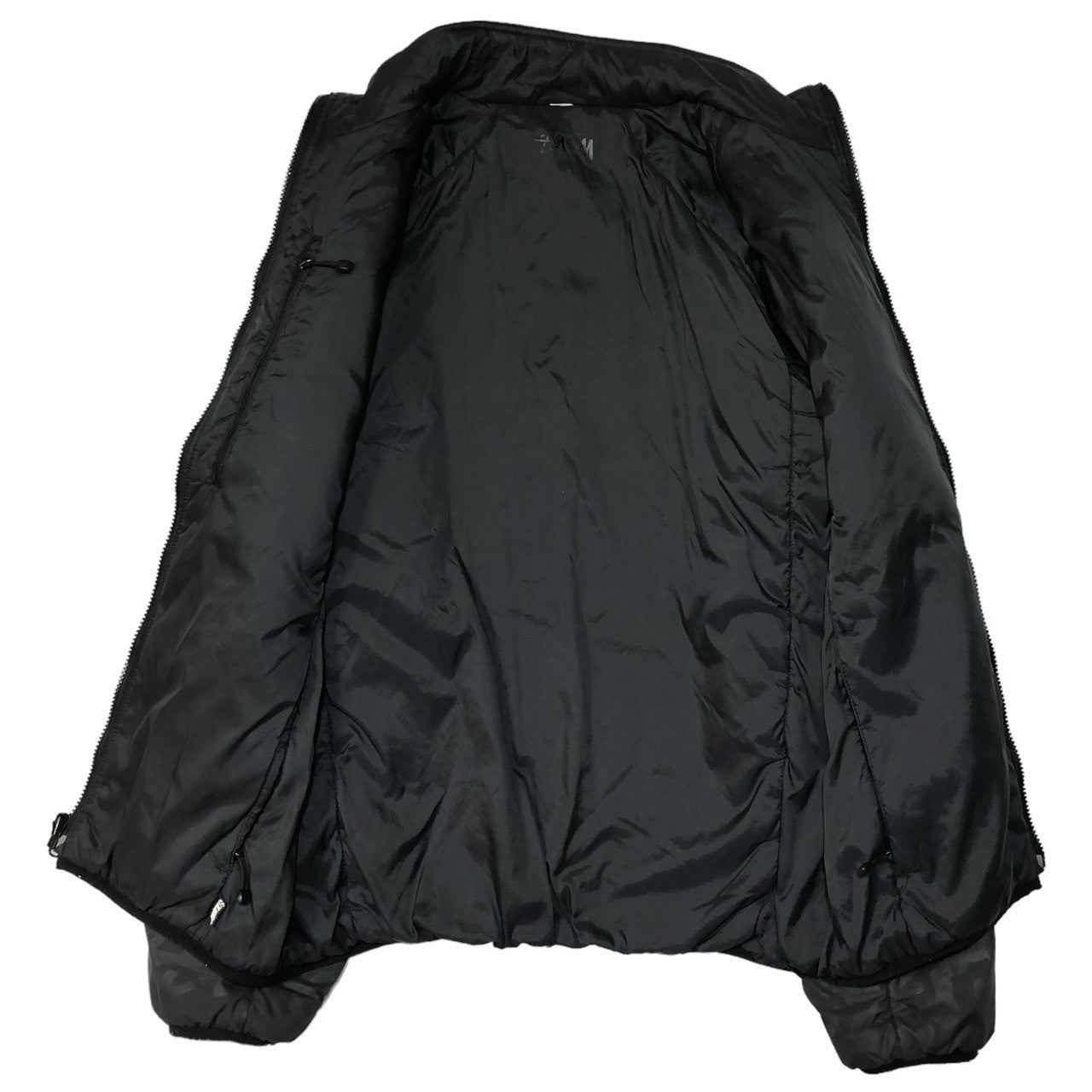 STUSSY(ステューシー) 00's "THERMOLITE"reversible logo jacket 筆記体 ロゴ 総柄 中綿 リバーシブル ジャケット SIZE M ブラック×ブラック Y2K THERMOLITE 使用