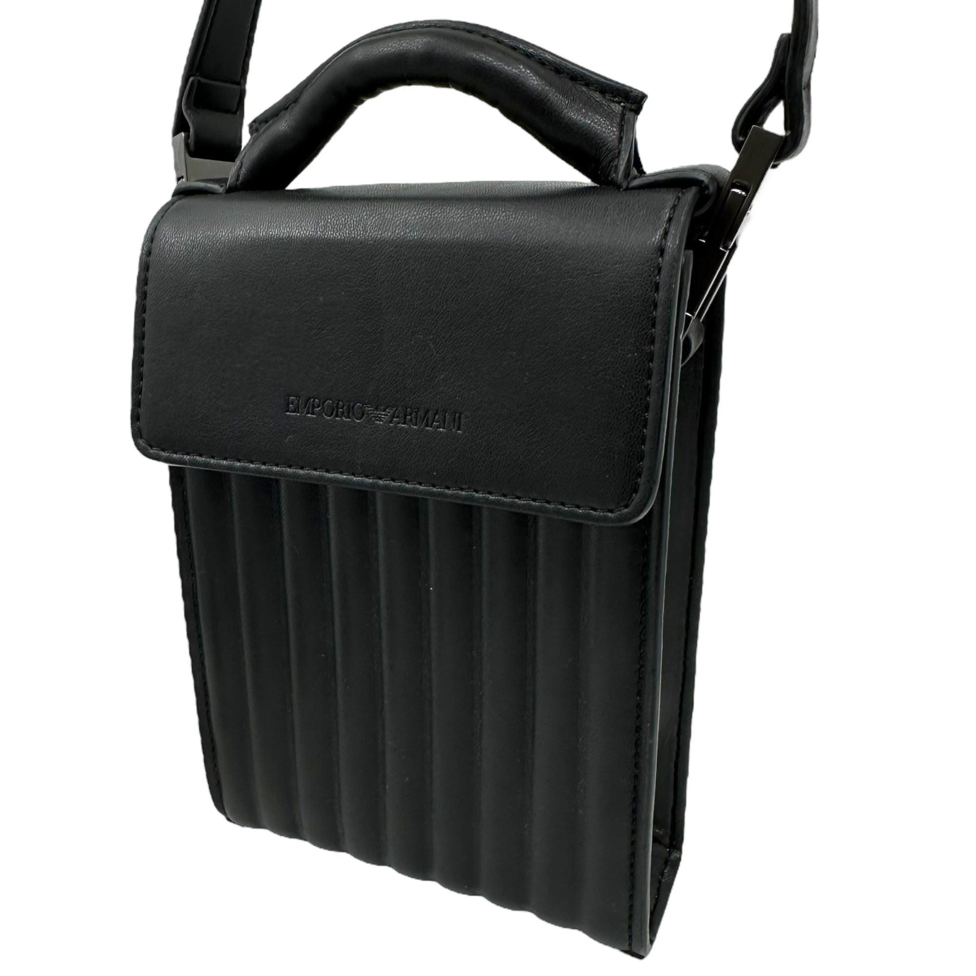 EMPORIO ARMANI(エンポリオアルマーニ) 2-way quilted shoulder pouch 2WAY キルティング ショルダー ポーチ バッグ ブラック イタリア製
