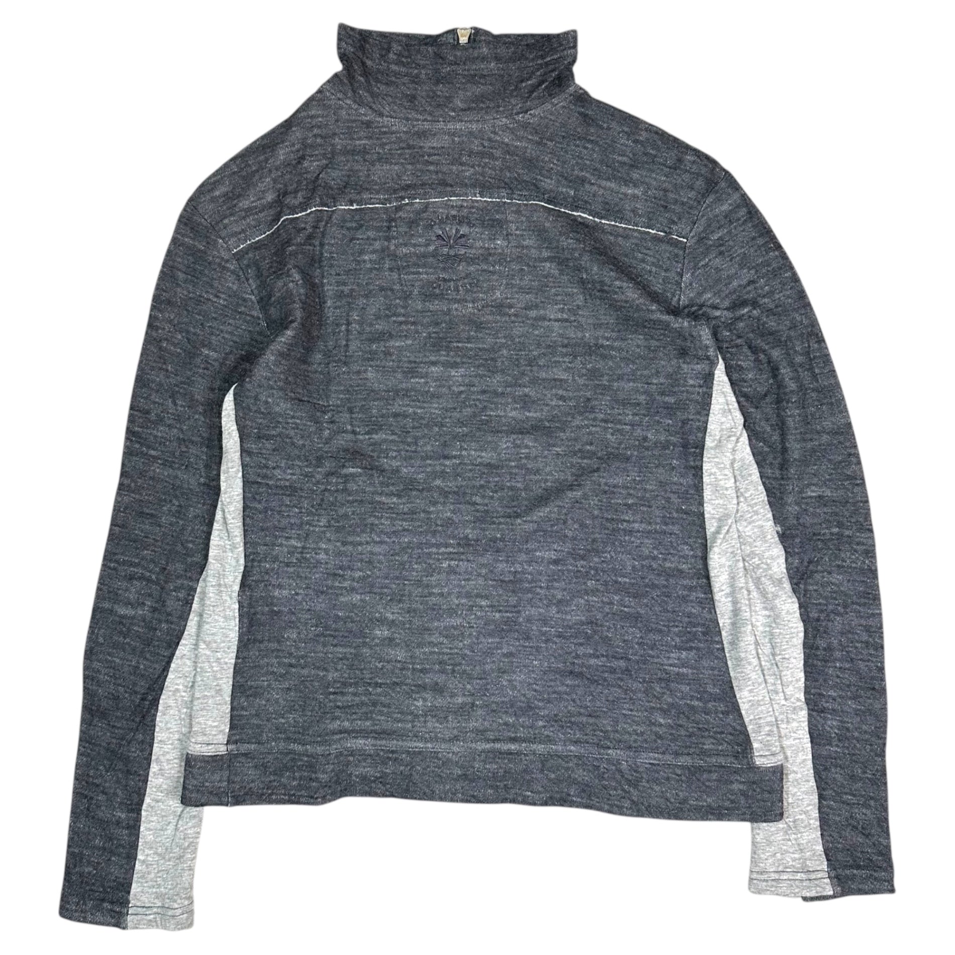 MARITHE FRANCOIS GIRBAUD(マリテフランソワジルボー) 00's High-Neck Half-Zip Panel-Cut T-Shirt ハイネック ハーフジップ 切替 カットソー M7-6077 M グレー Y2K