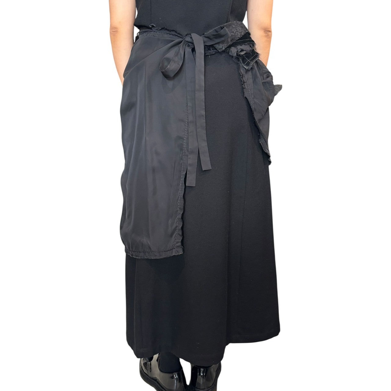 tricot COMME des GARCONS(トリココムデギャルソン) 05AW Mixed Material Lace Frill Wrap Skirt 異素材 レース フリル ラップ スカート TP-S024 FREE ブラック キュプラ アーカイヴ