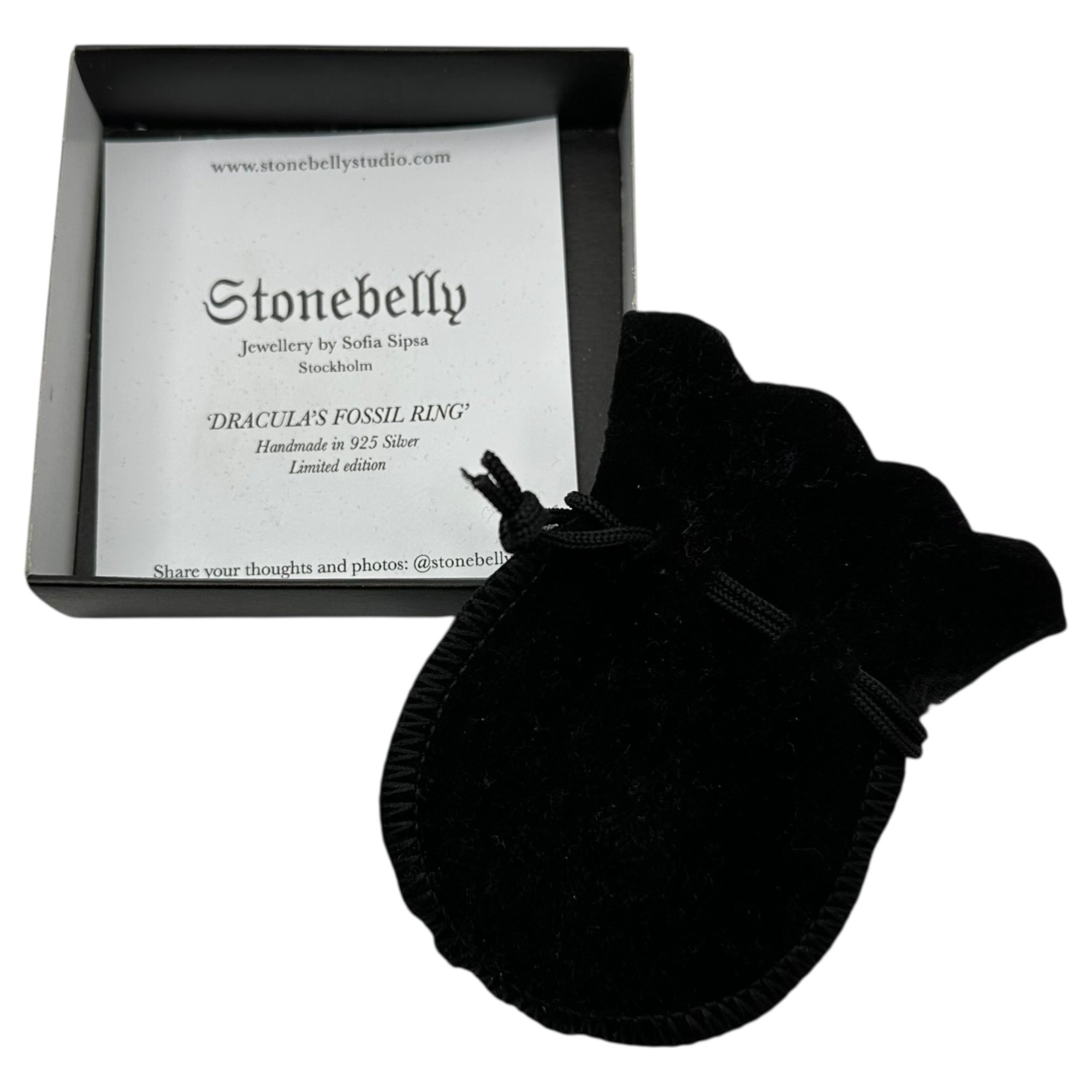STONE BELLY(ストーンベリー) 925 Silver DRAQULA'S FOSSIL RING ドラキュラ 化石 リング 琥珀 シルバー 18号 シルバー 指輪 ストックホルム発ブランド