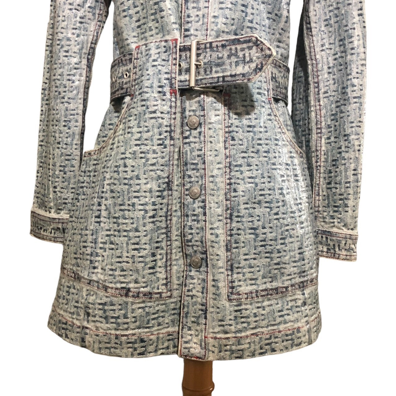 DIESEL(ディーゼル) 22SS De-Minty-Z-Fsb ミニ ドレス ワンピース モノグラム コーティング デニム ジャケット コート A0767809E48 S ライトインディゴ