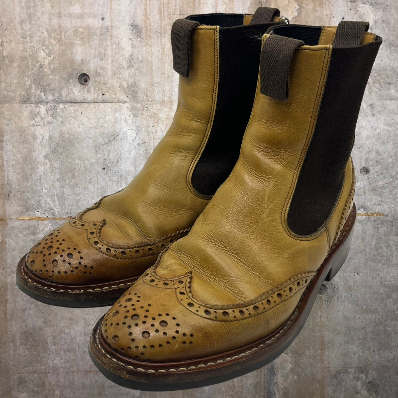 Tricker's(トリッカーズ) サイドゴアウィングチップブーツ 901866 6 1/2(25.5cm程度) ベージュ