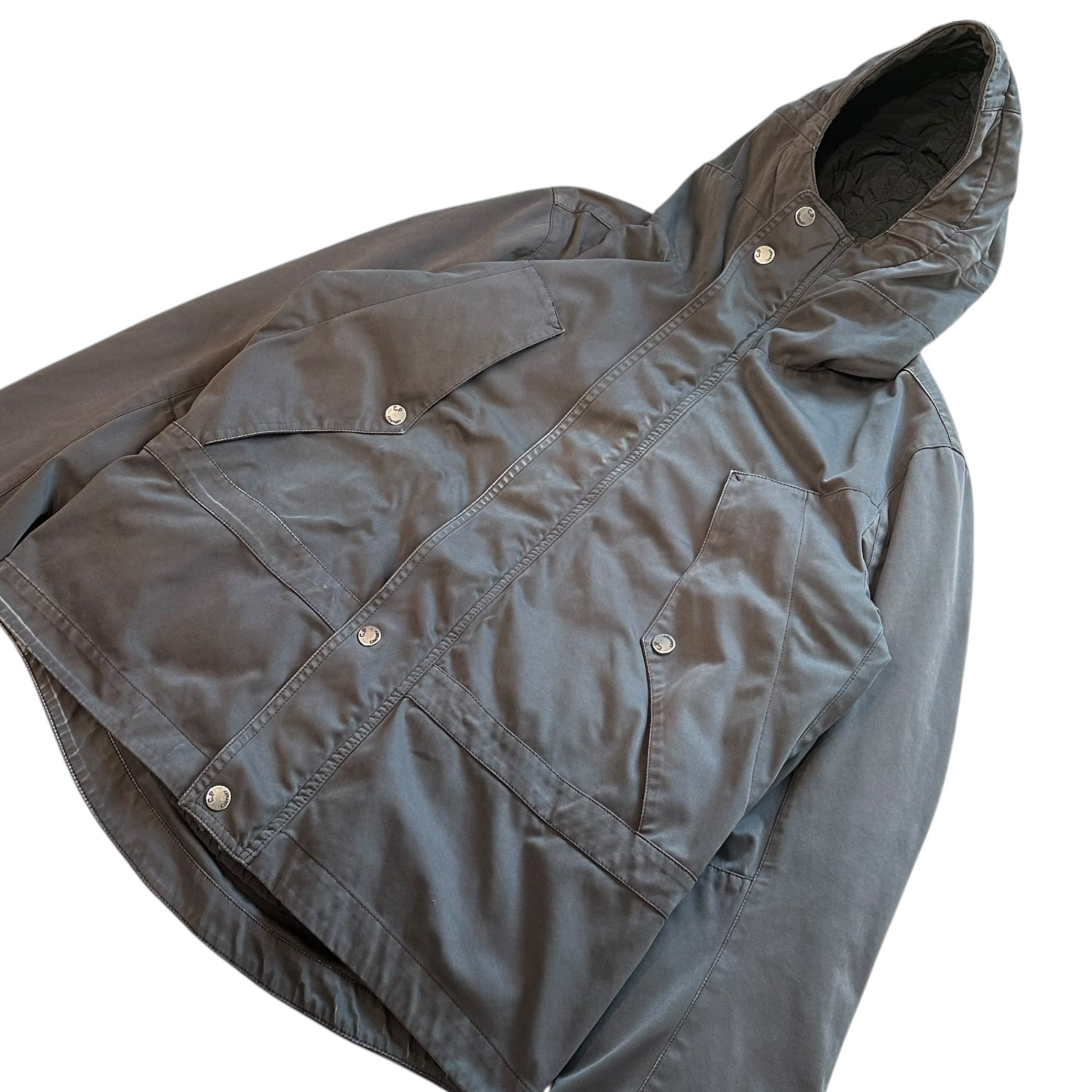 C.P.COMPANY(シーピーカンパニー) 09AW Nylon/Polyester Hooded Quilted Jacket Alessandro Pungetti ナイロン ポリ 中綿 ジャケット 51184D62/322 50(L~XL程度) ブラック(フェード強めです) 00's