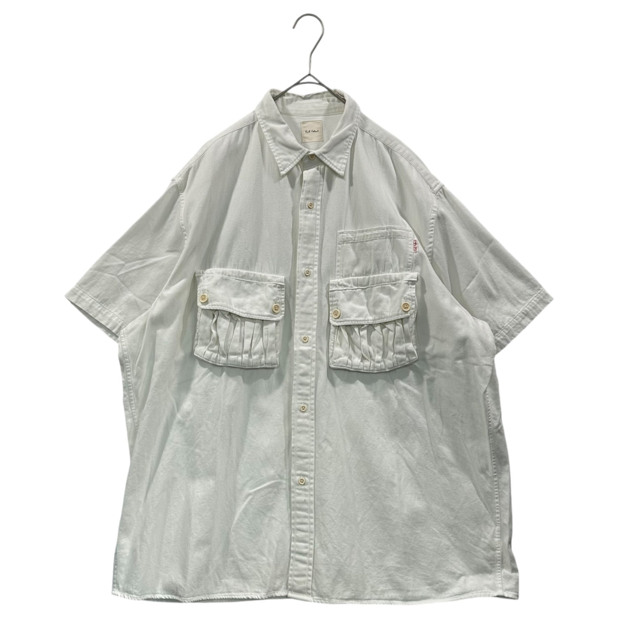 Karl Helmut(カールヘルム) 90's Big Gather Pocket S/S Shirt 90年代 ビッグ ギャザー ポケット 半袖 シャツ PO342FB23 L(実寸XXL程度) ホワイト