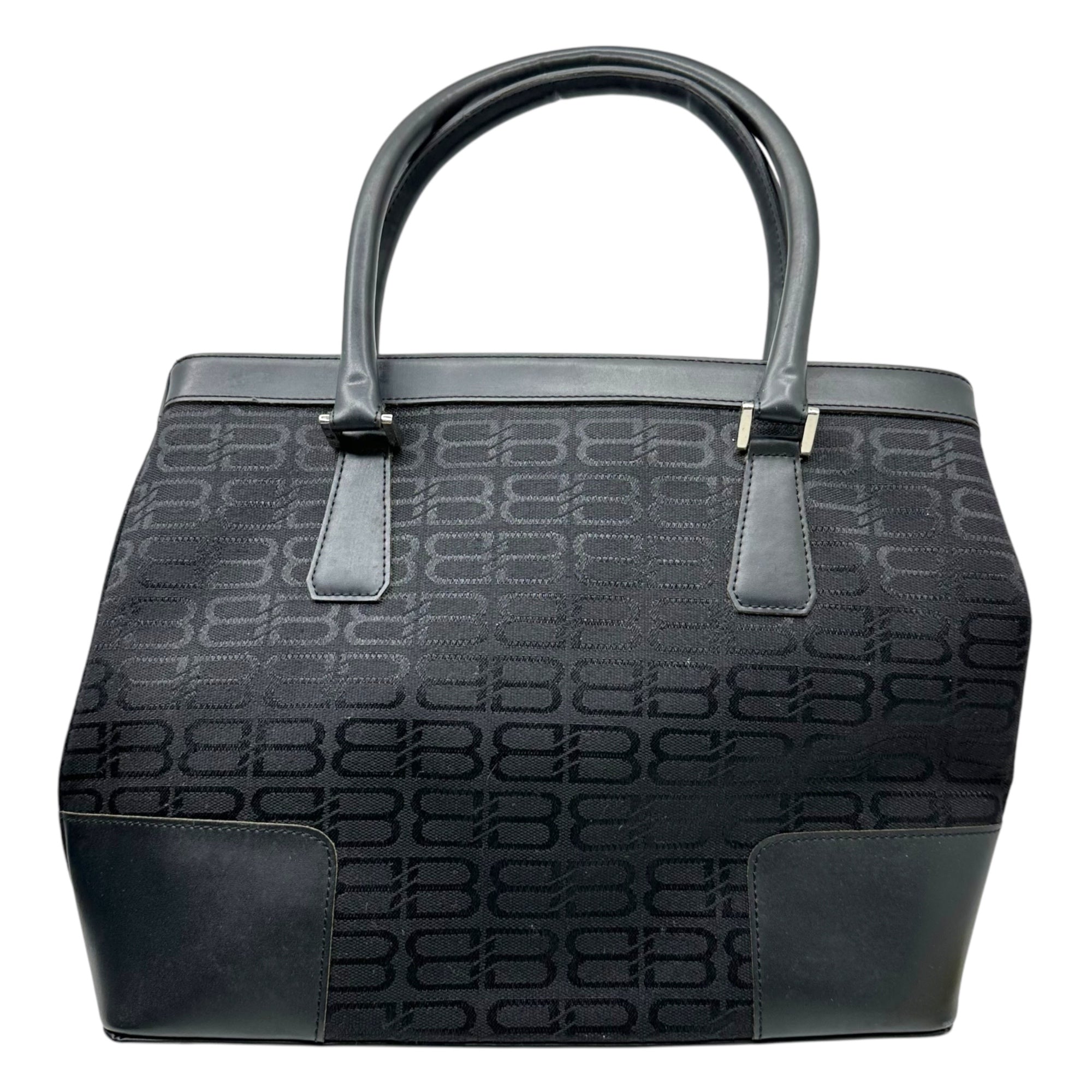 BALENCIAGA(バレンシアガ) Monogram canvas leather tote bag モノグラム キャンバス レザー 切替 トート バッグ ブラック ハンド 肩掛け