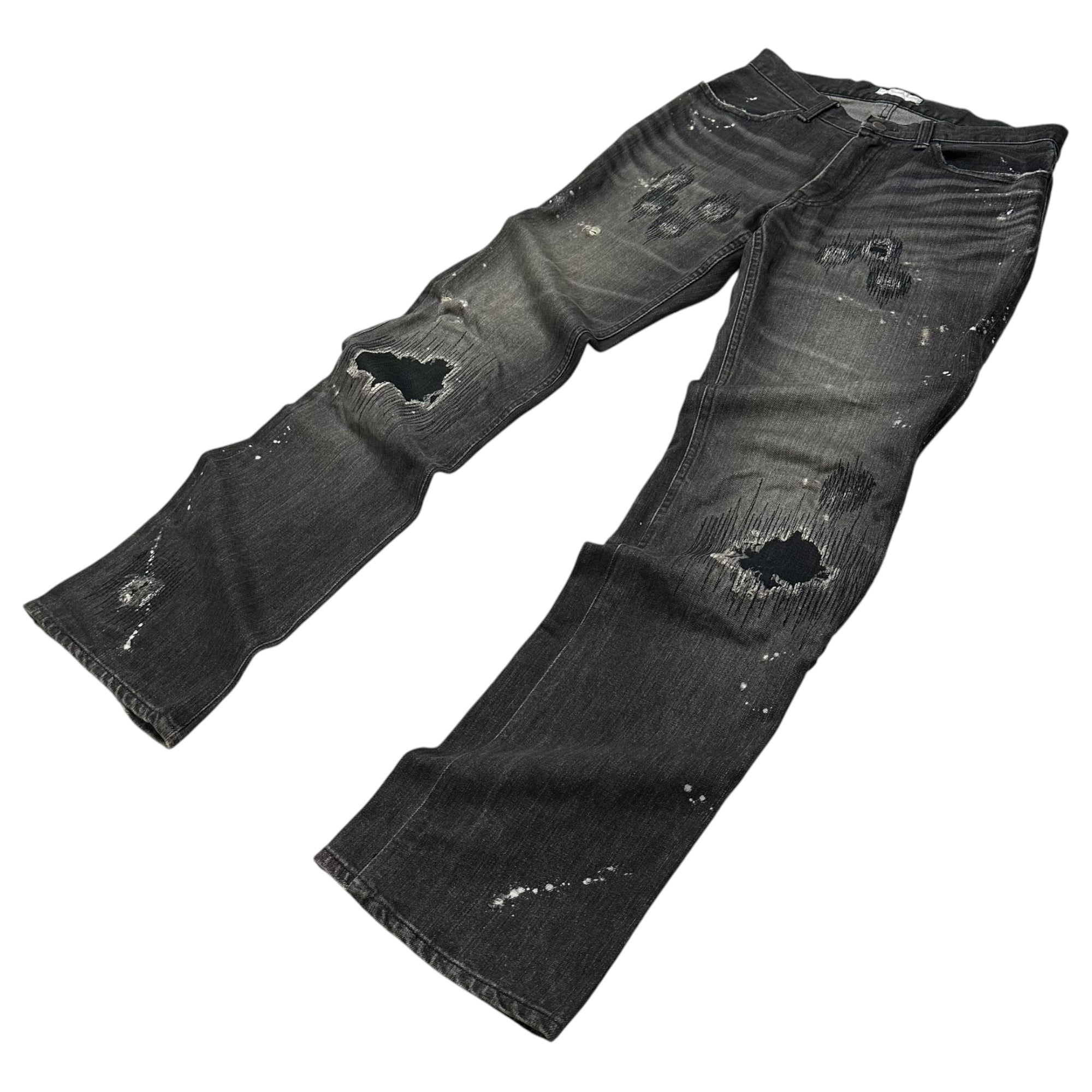 NUMBER (N)INE(ナンバーナイン) 2001AW "STANDARDS" GRANGE DENIM PANTS スタンダード期 グランジ デニム パンツ 2×30 ブラック 00's