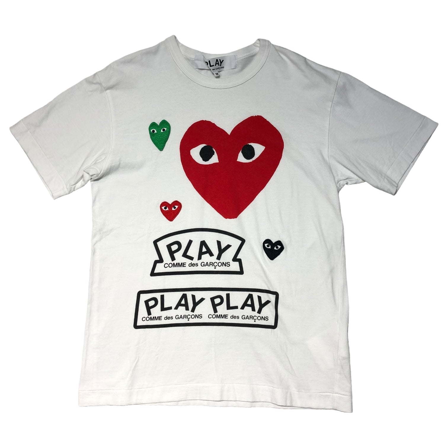 PLAY COMME des GARCONS(プレイコムデギャルソン) Multiple Heart Printed S/S T-Shirt ハート ロゴ 半袖 Tシャツ AZ-T280 M ホワイト AD2020/9