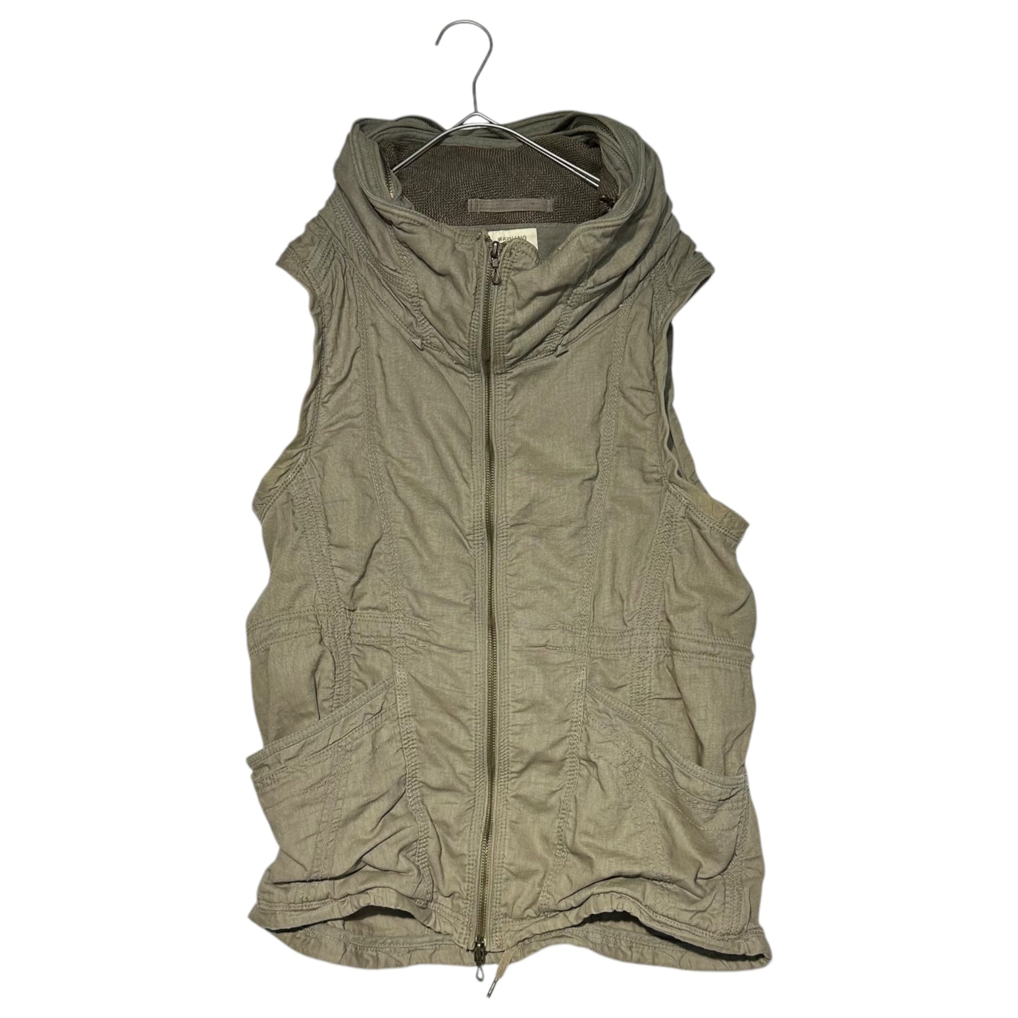 goa(ゴア) Cotton linen hooded gimmick vest コットン リネン フーデット ギミック ベスト 2 ベージュ Y2K 平成