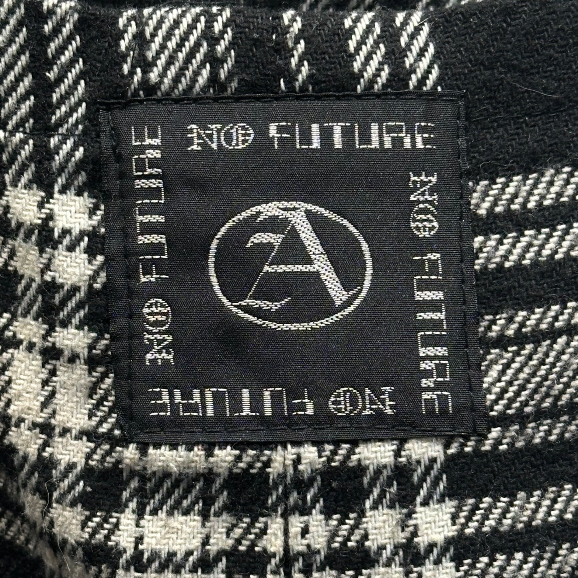 no future(ノーフューチャー) 90's Anarchy Mark Check Bondage Pants 90年代 アナーキーマーク チェック ボンテージ パンツ L程度 ブラック×ホワイト
