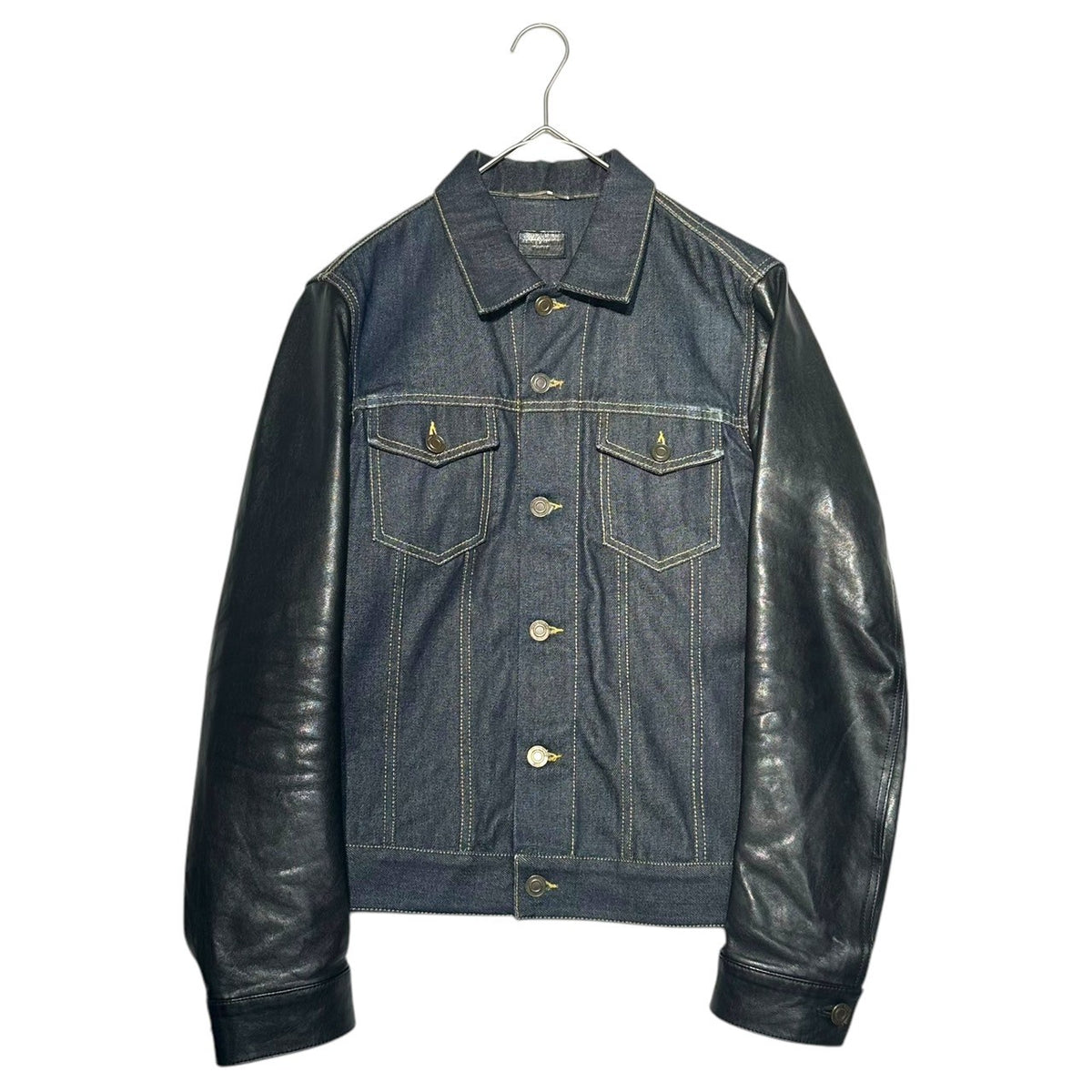 SAINT LAURENT(サンローラン) 13AW leather sleeve denim jacket 