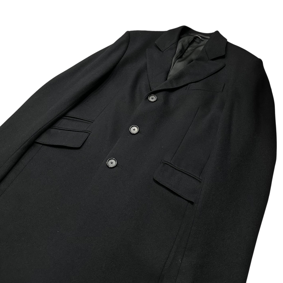 PRADA(プラダ) 2012AW Virgin Wool Chesterfield Coat ヴァージン ウール チェスター コート UC268D 46 ブラック コレクション着用