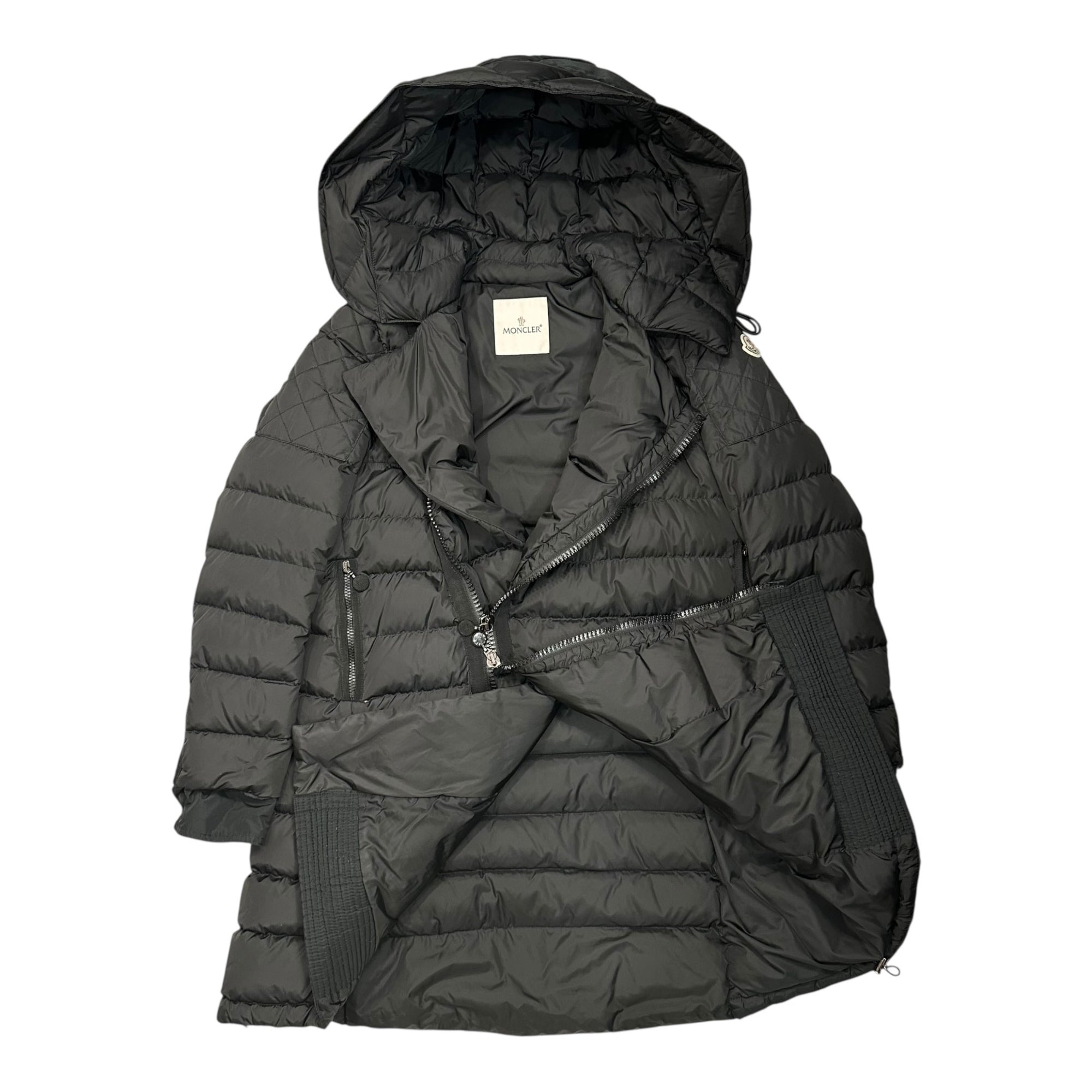 MONCLER(モンクレール) GISELE Hooded Quilted Down Coat フーデッド キルティング ダウン コート B20934993885 2 ブラック ジャケット ロゴ ワッペン