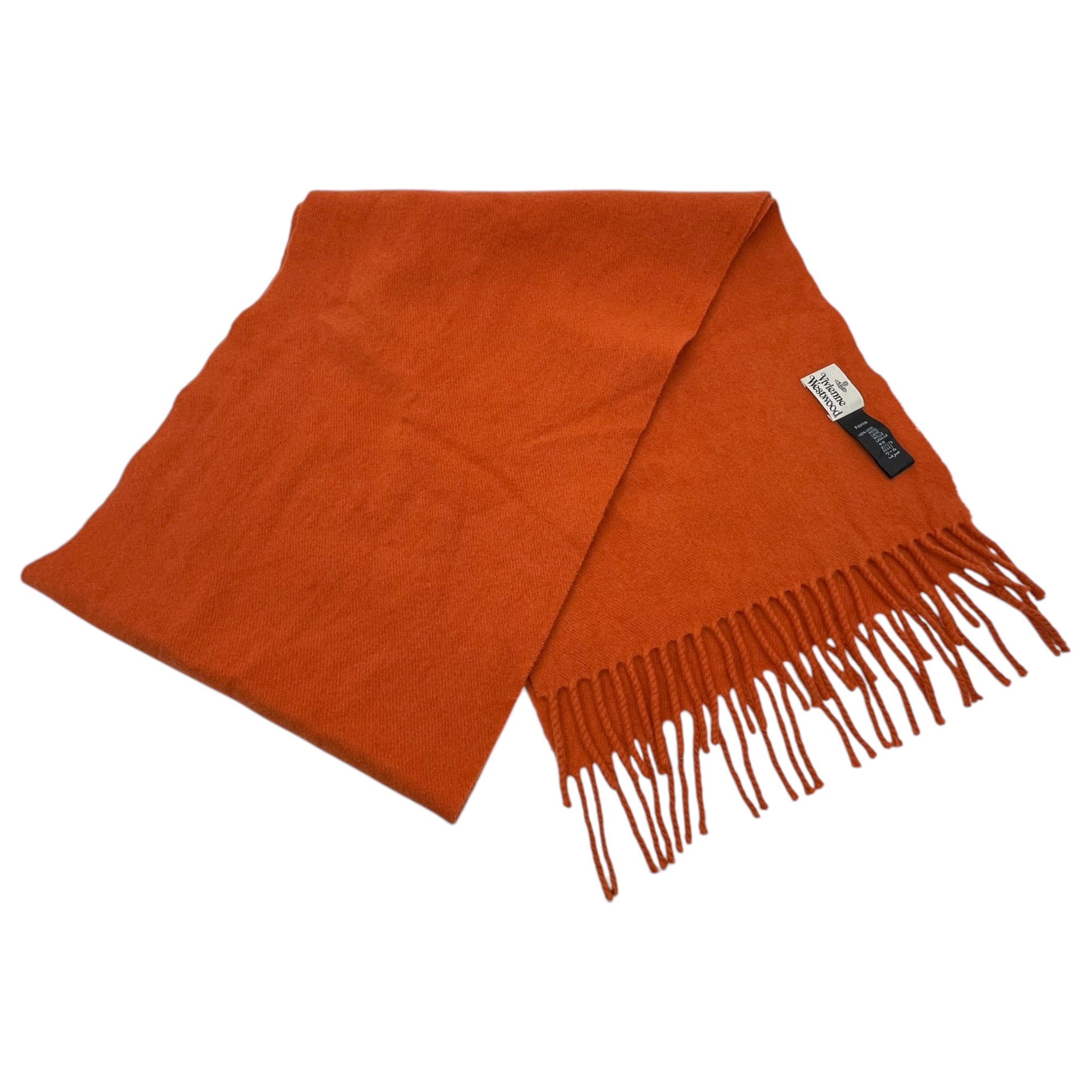 Vivienne Westwood(ヴィヴィアンウエストウッド) Orb logo embroidered wool scarf オーブ ロゴ 刺繍 ウール マフラー オレンジ イタリア製