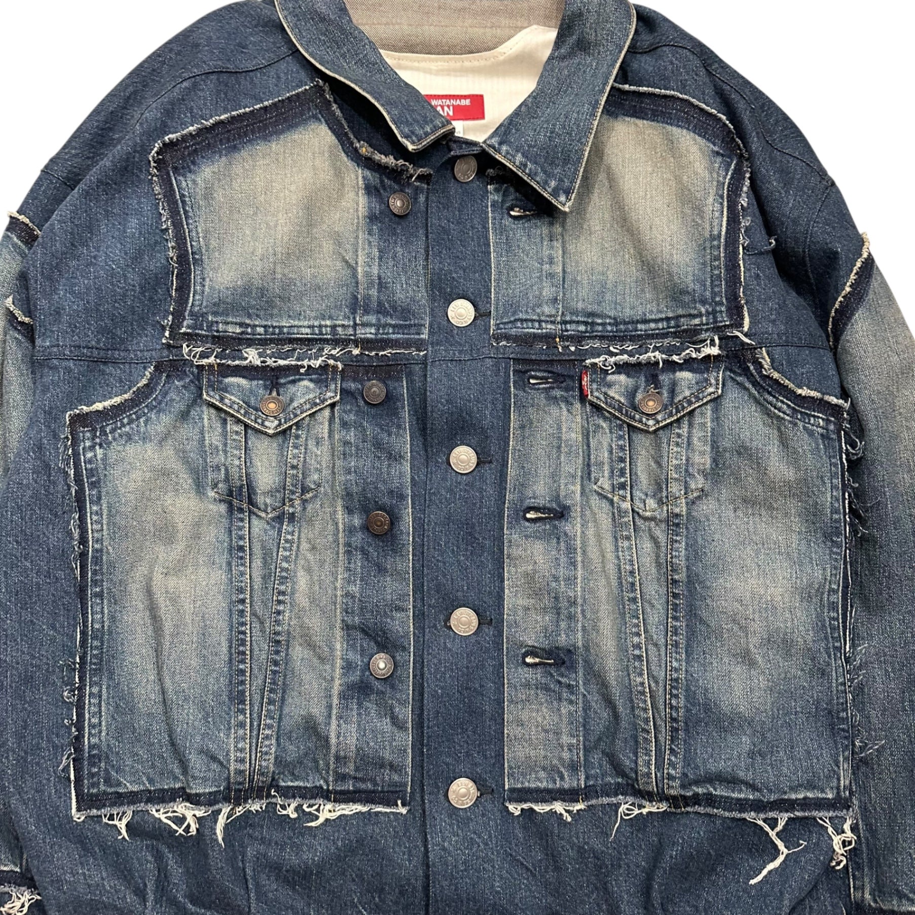 JUNYA WATANABE MAN×Levi's(ジュンヤワタナベマン×リーバイス) 25SS Cotton Denim Product Processing Customization 綿デニム 製品加工カスタマイズ Levi's Wネーム WO-J207 S インディゴ 再構築 ジャケット