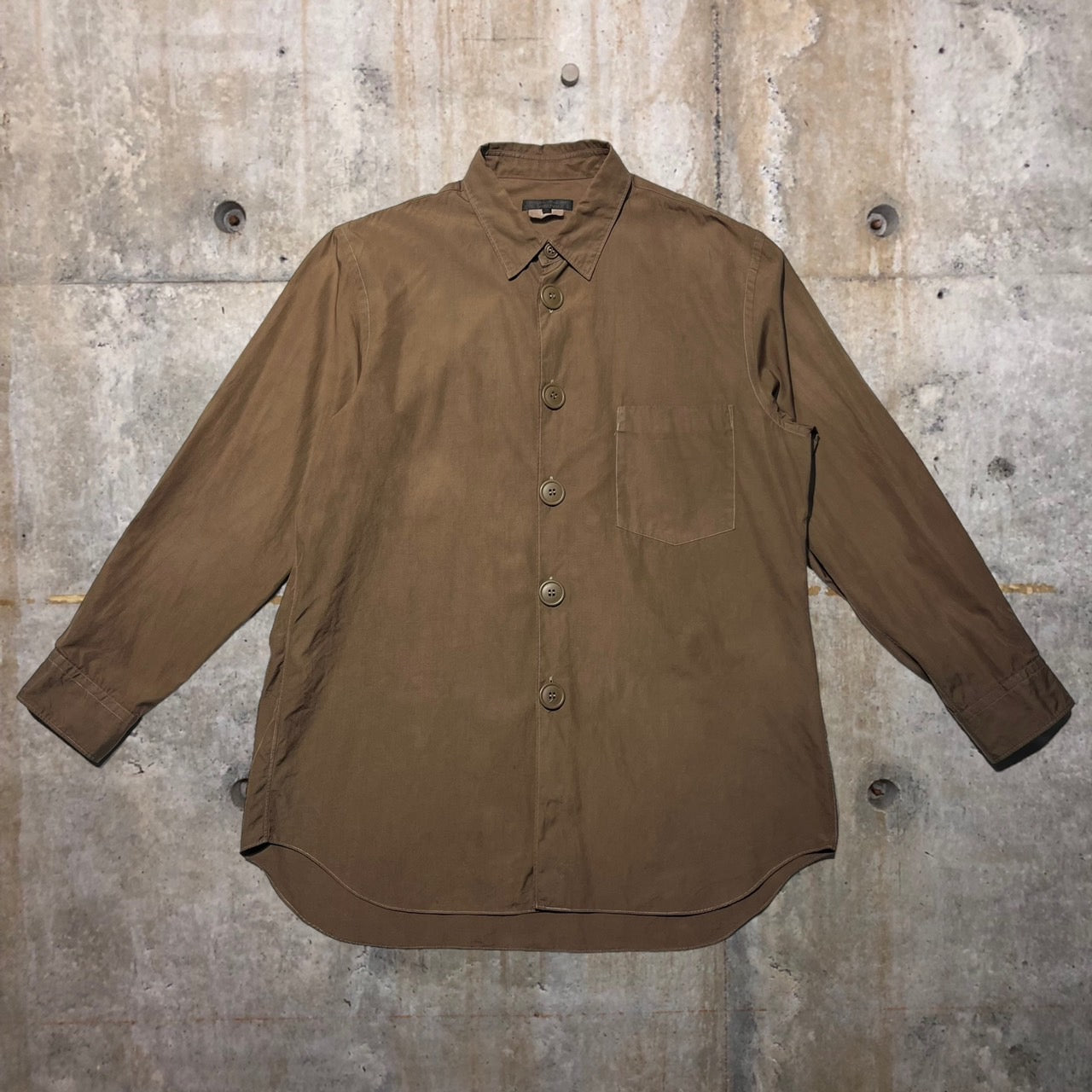 COMME des GARCONS HOMME PLUS(コムデギャルソンオムプリュス) 08SS後染めビッグボタンL/Sシャツ AD2007 M ブラウン