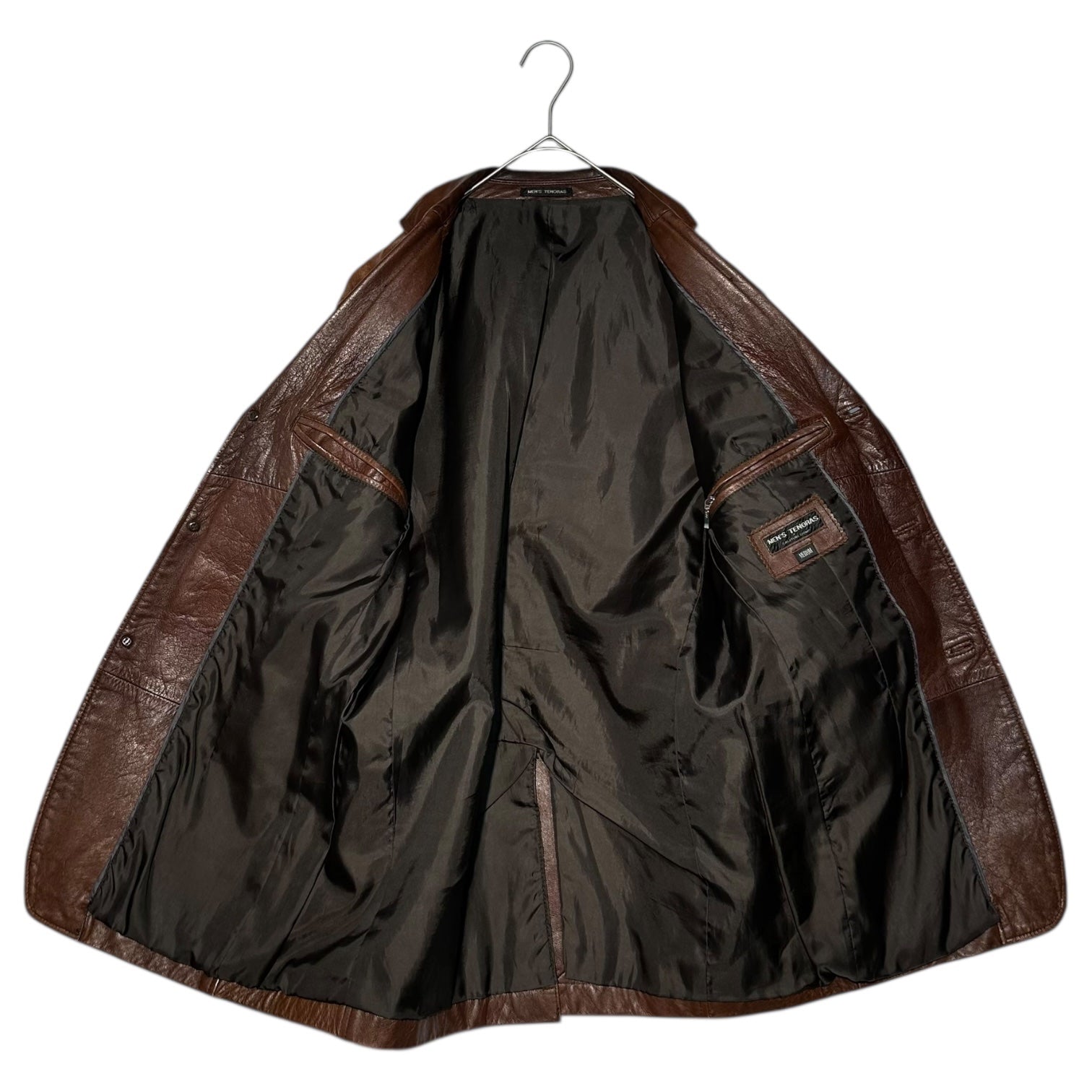 MEN'S TENORAS(ティノラス) Lamb Leather 3B Tailored Jacket ラム レザー 3B テーラード ジャケット M ブラウン 羊革