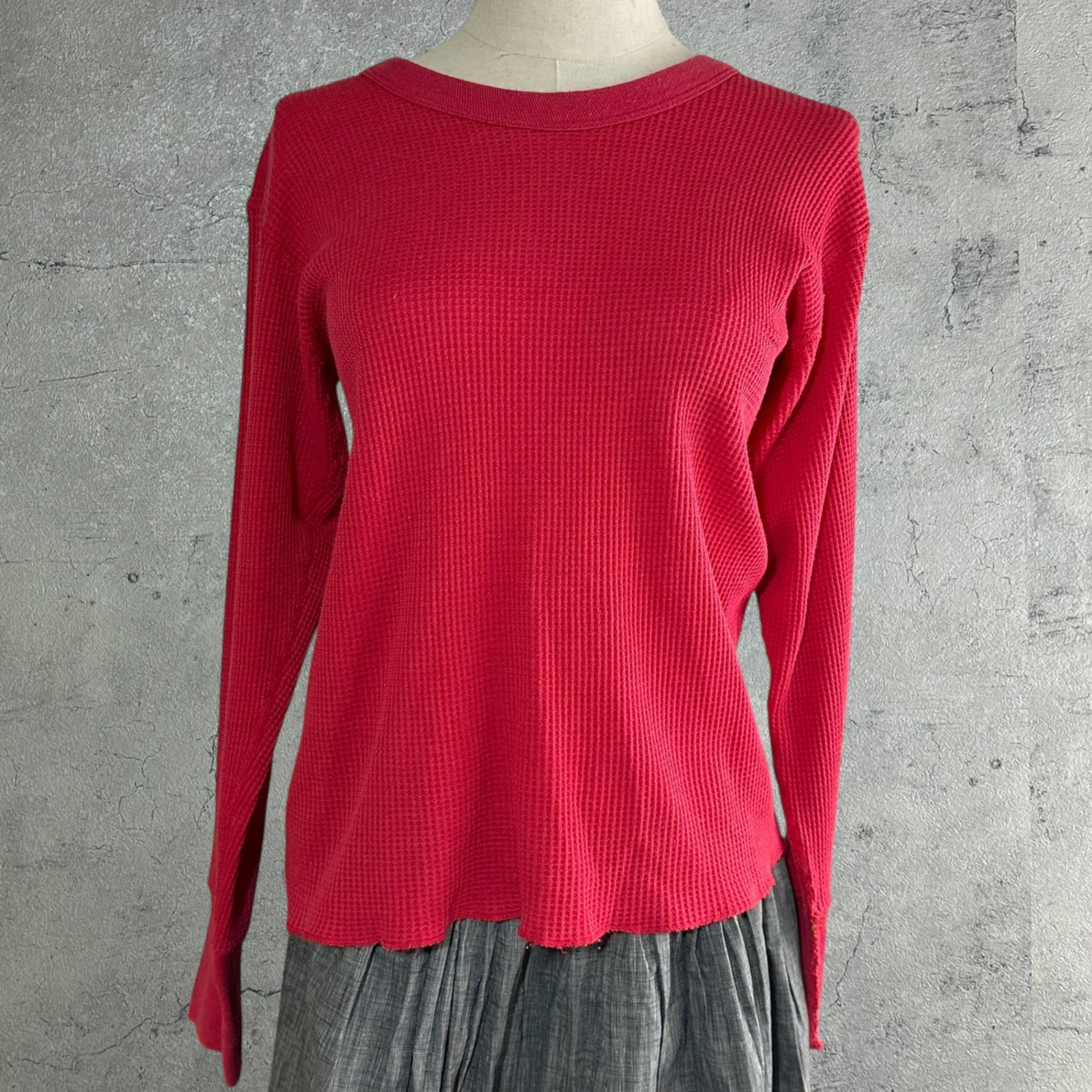VINTAGE(ヴィンテージ) 70~80's thermal longsleeve tops サーマル生地の長袖カットソー 赤 表記無し(Mサイズ程度) レッド