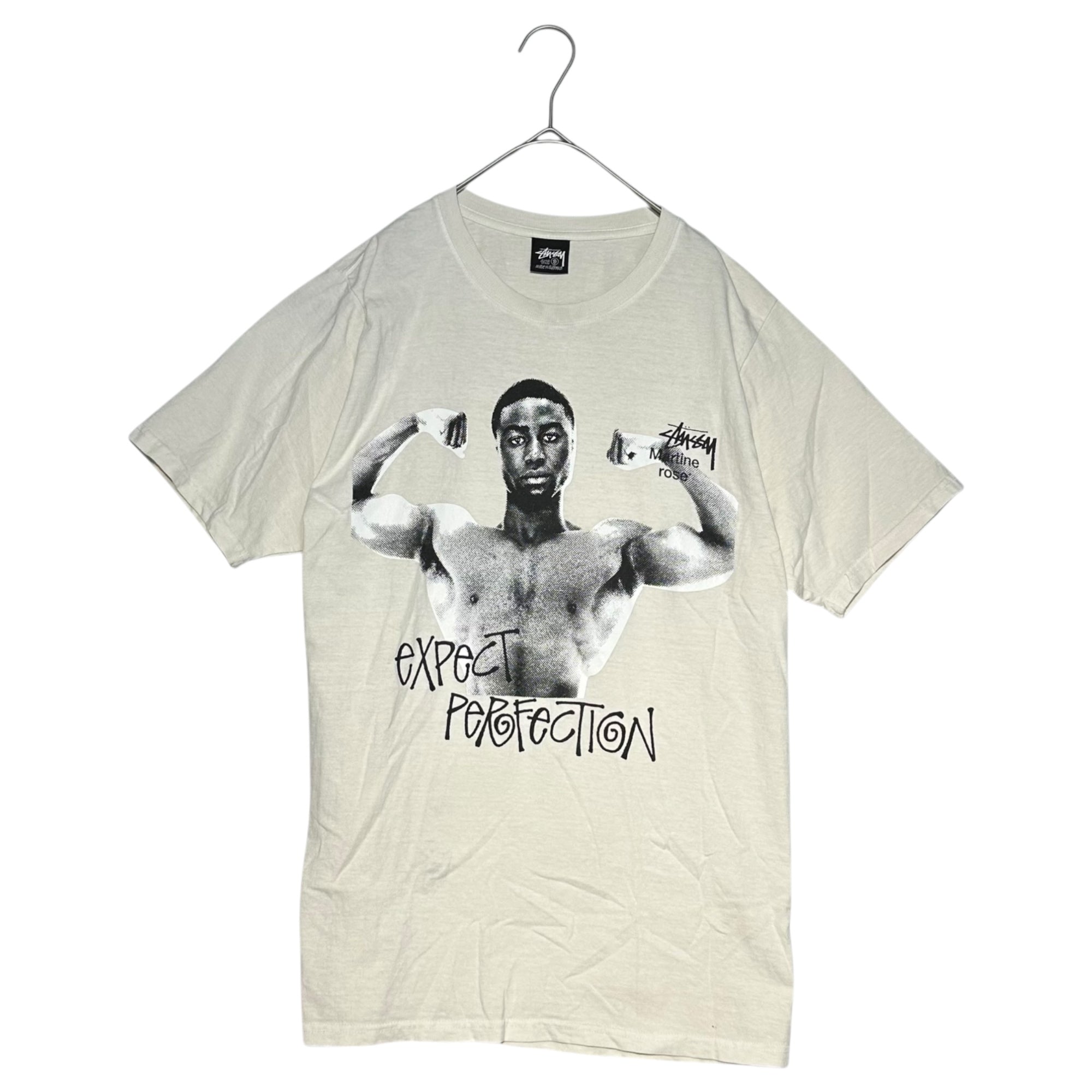 STUSSY×MARTINE ROSE(ステューシー×マーティンローズ) 23SS Stand Firm Pigment Dyed Tee コラボ グラフィック ロゴ Tシャツ S ホワイト