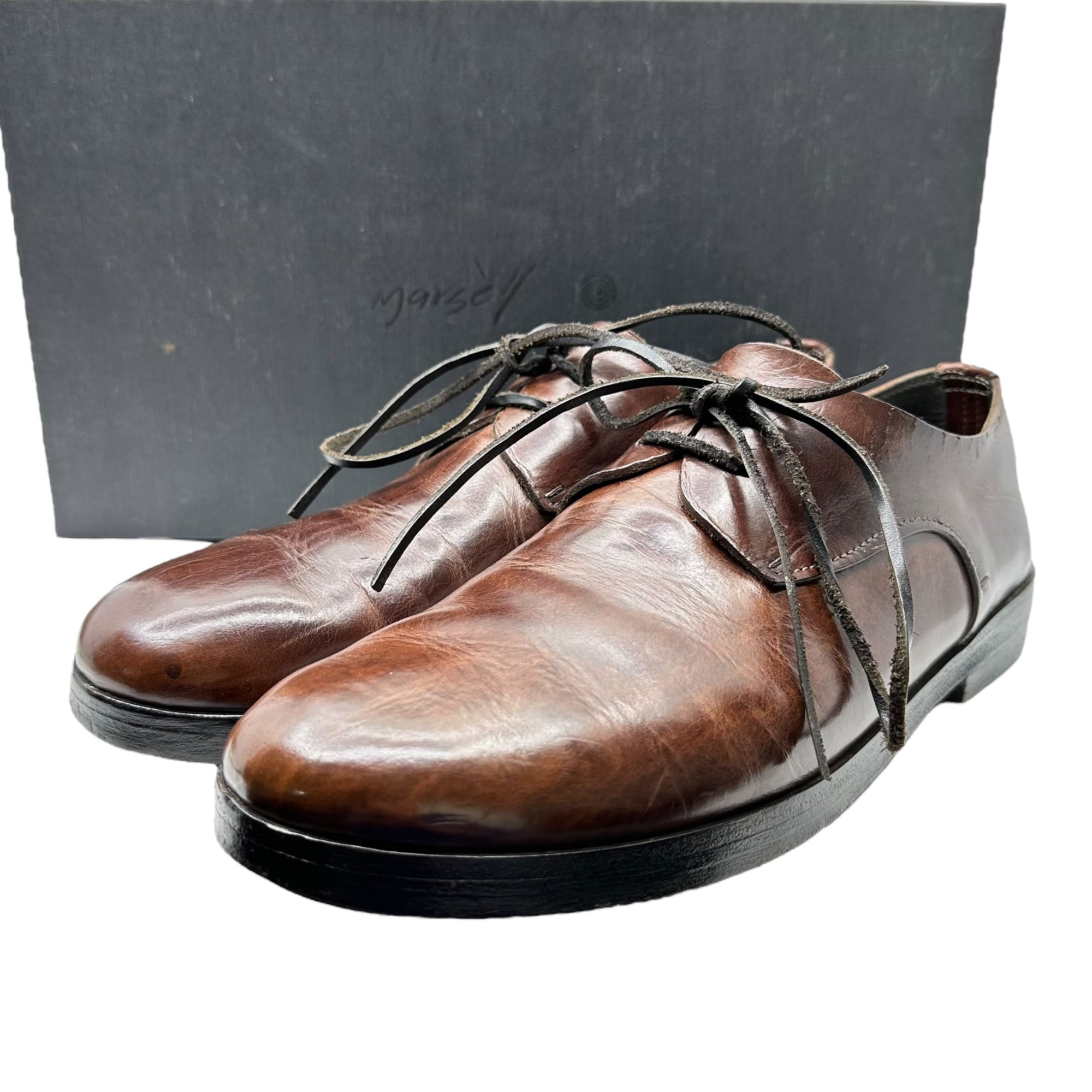 MARSEY(マーシー) Plain toe leather shoes プレーントゥ レザー シューズ MM1343 40 1/2(26.5cm程度) ブラウン イタリア製