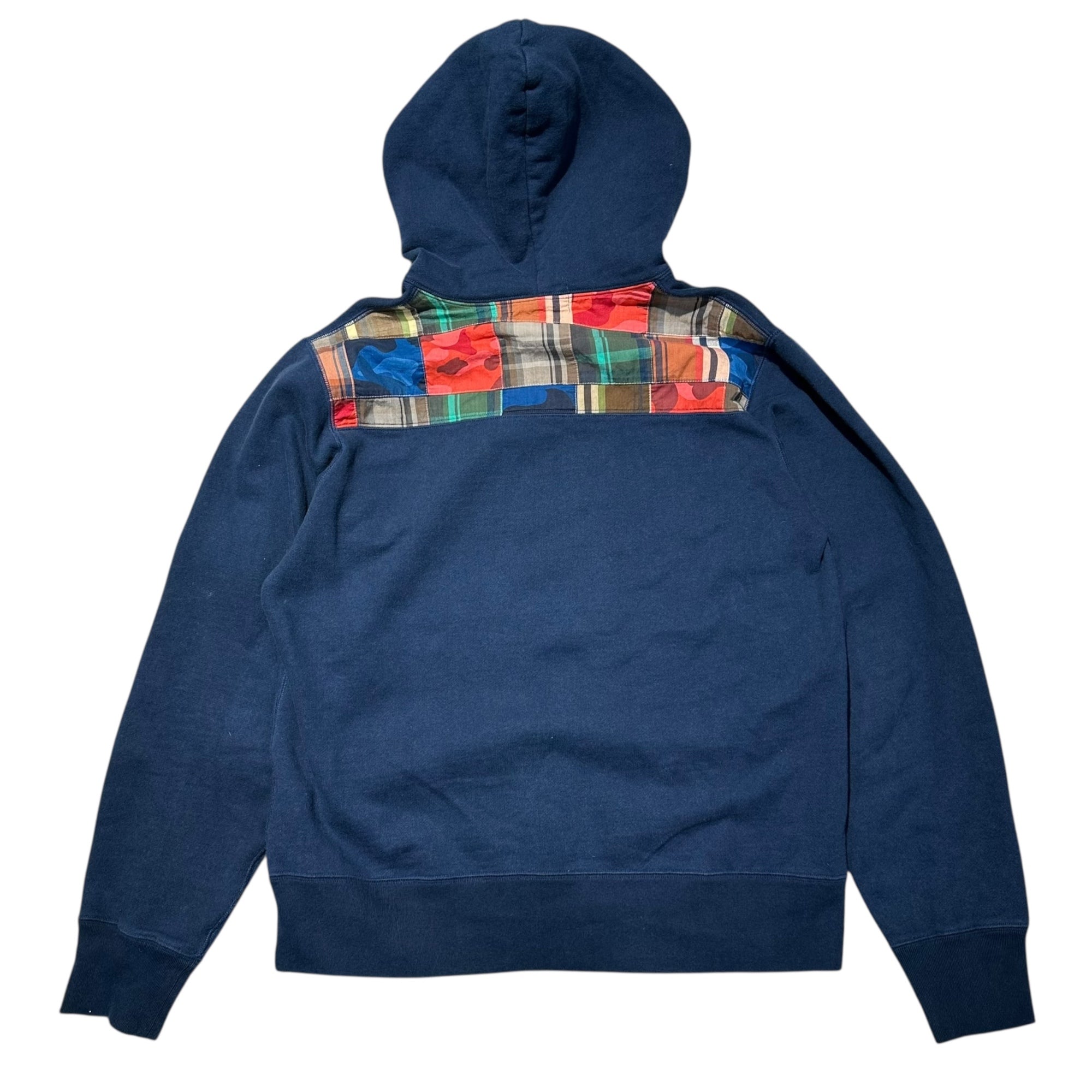 A BATHING APE(アベイシングエイプ) Patchwork Logo Pullover Hoodie パッチワーク ロゴ プルオーバー パーカー 001PPA801002X L ネイビー サンプル品