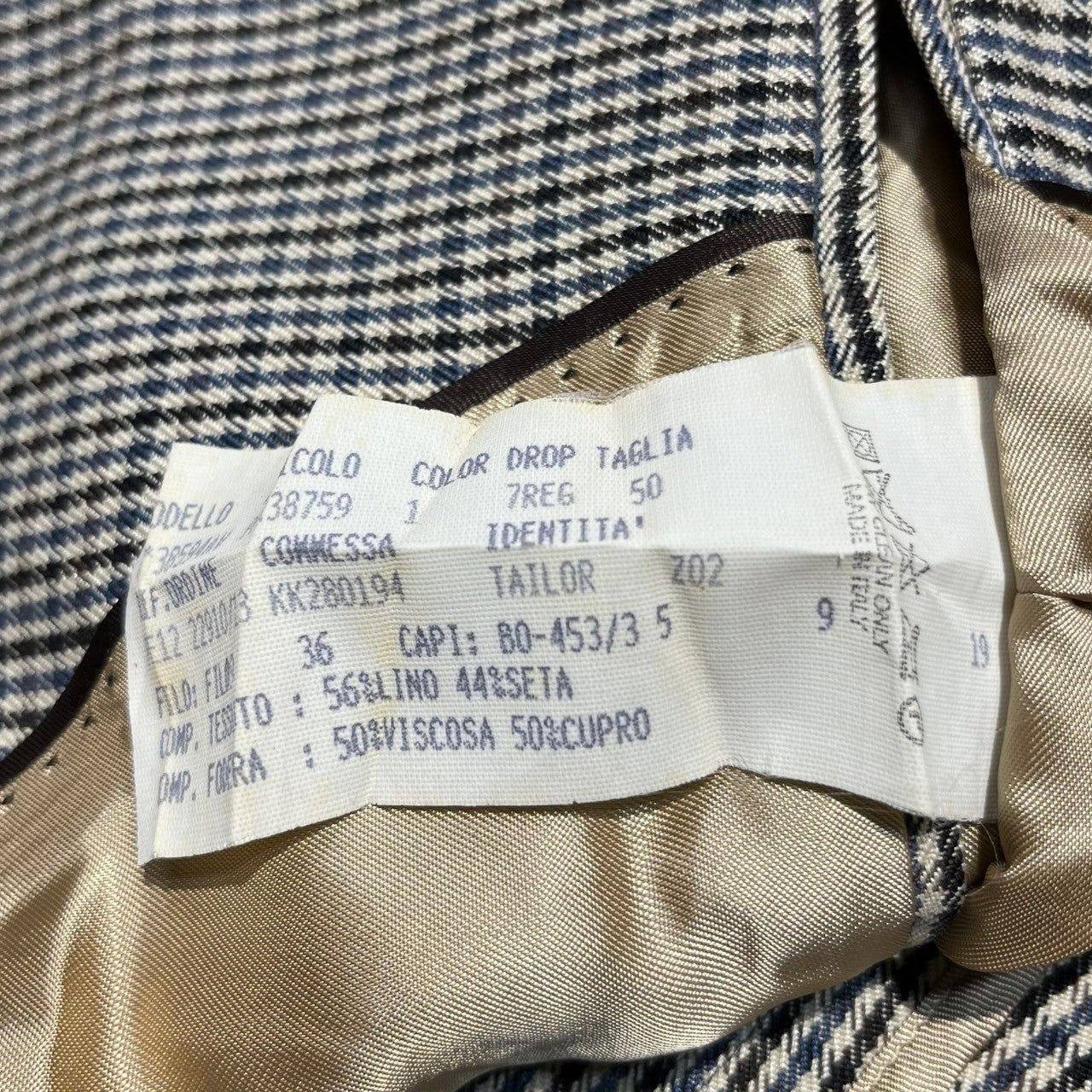 LARDINI(ラルディーニ) Gun club check 3B jacket ガンクラブ チェック 3B テーラード ジャケット 50(XL程度) ベージュ ドレス スーツ