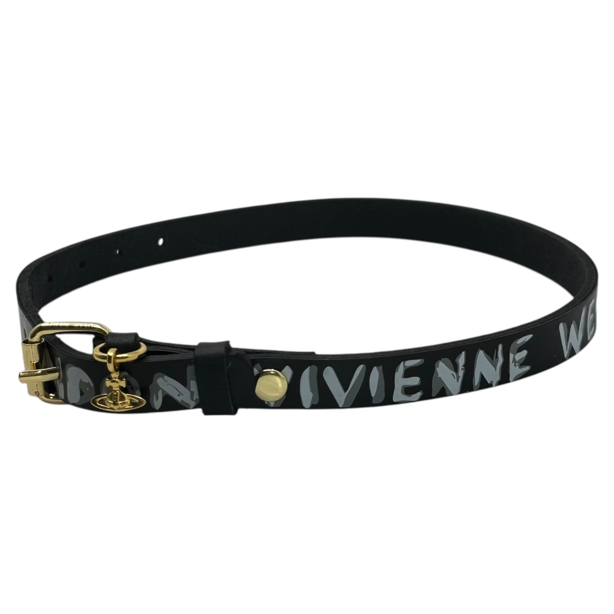 Vivienne Westwood(ヴィヴィアンウエストウッド) Orb Charm Painted Leather Choker オーブ チャーム ペイント レザー チョーカー ブラック