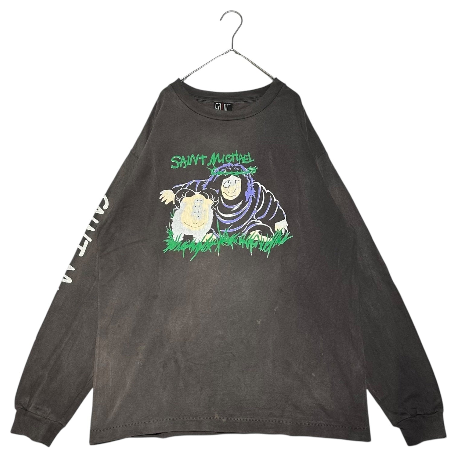 SAINT MICHAEL(セントマイケル) LS TEE SHEEP GORILLA 長袖 Tシャツ 羊 ゴリラ プリント ロンT SM-A21-0000-016 L ブラック