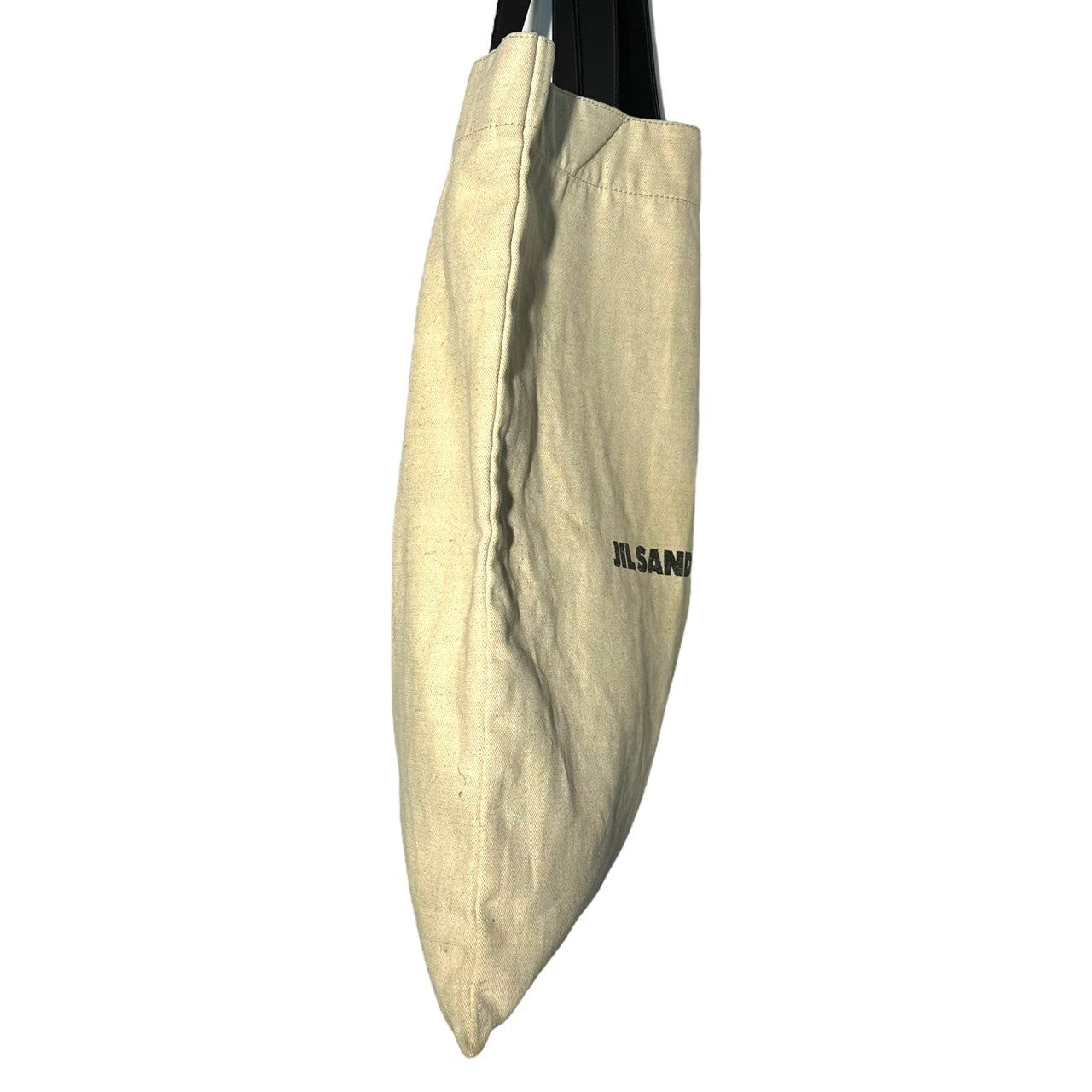 JIL SANDER(ジルサンダー) Logo flat tote bag ロゴ フラット トート バッグ レザーハンドル ナチュラル×ブラック キャンバス
