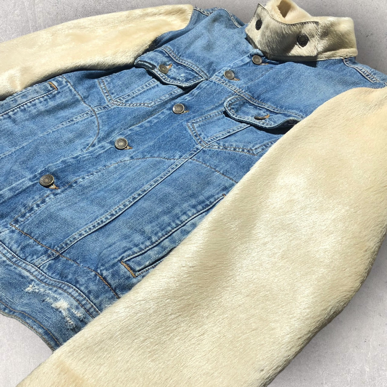 Dolce & Gabbana(ドルチェ&ガッバーナ) 90'sハラコ切替デニムジャケット G8007 46(M程度) ブルー