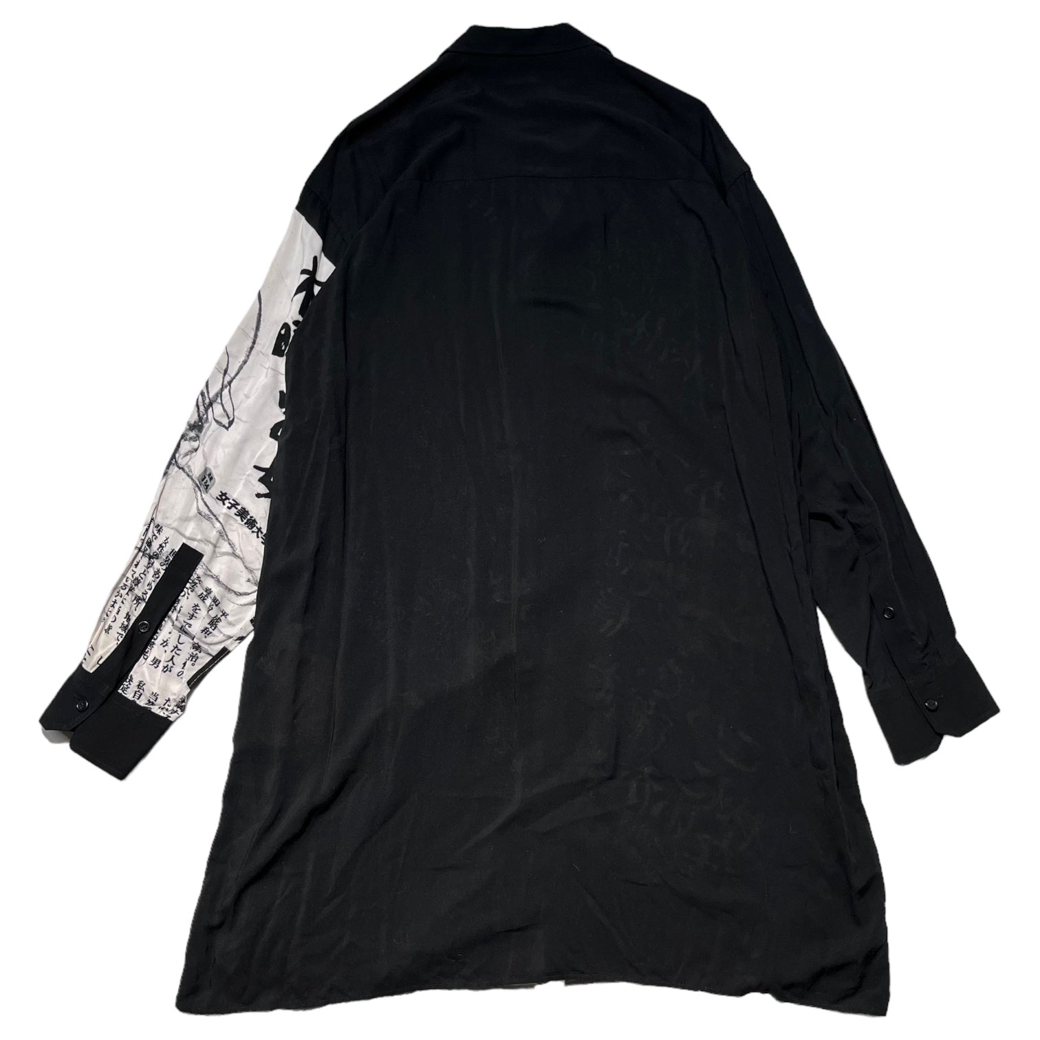 BLACK Scandal Yohji Yamamoto(ブラックスキャンダルヨウジヤマモト) 19SS Deep trust in the body Rayon long shirt 肉体への深い信頼 レーヨン ロング シャツ HH-B57-836 3(L) ブラック 開襟 オープンカラー