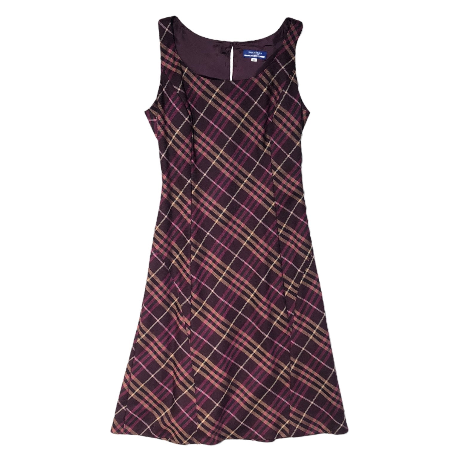 BURBERRY BLUE LABEL(バーバリーブルーレーベル) バーバリー チェック ノースリーブ フレア ワンピース ひざ丈 FMF08-671-36 38(M程度) パープル
