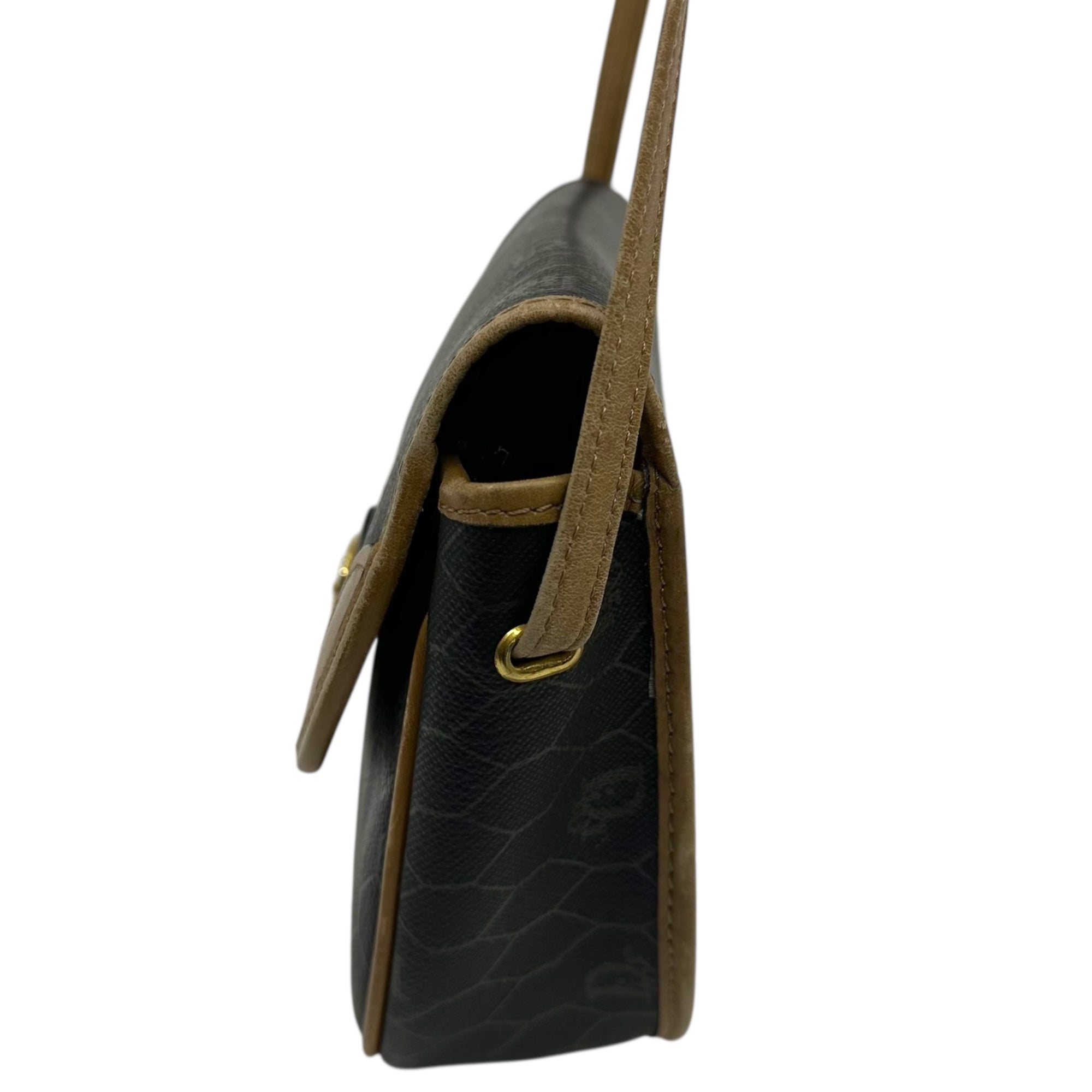 Christian Dior(クリスチャンディオール) Old Monogram shoulder pouch オールド モノグラム ショルダー ポーチ ブラック×ベージュ
