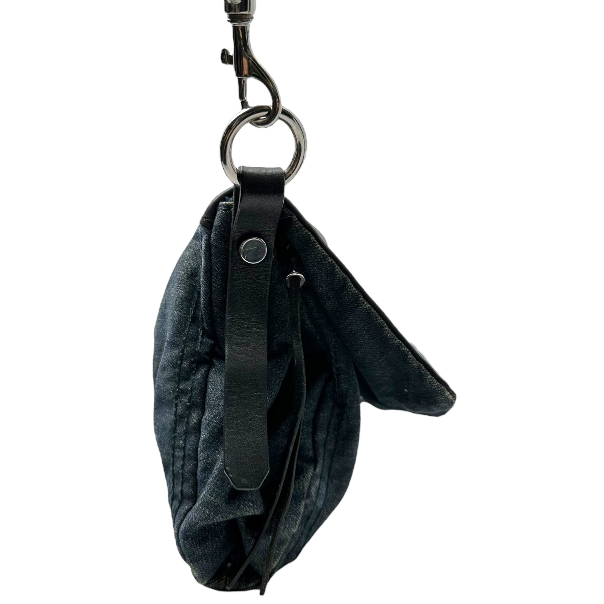 DIESEL(ディーゼル) 00's Denim Leather Studded Shoulder Bag デニム レザー スタッズ ショルダー バッグ インディゴ×ブラック